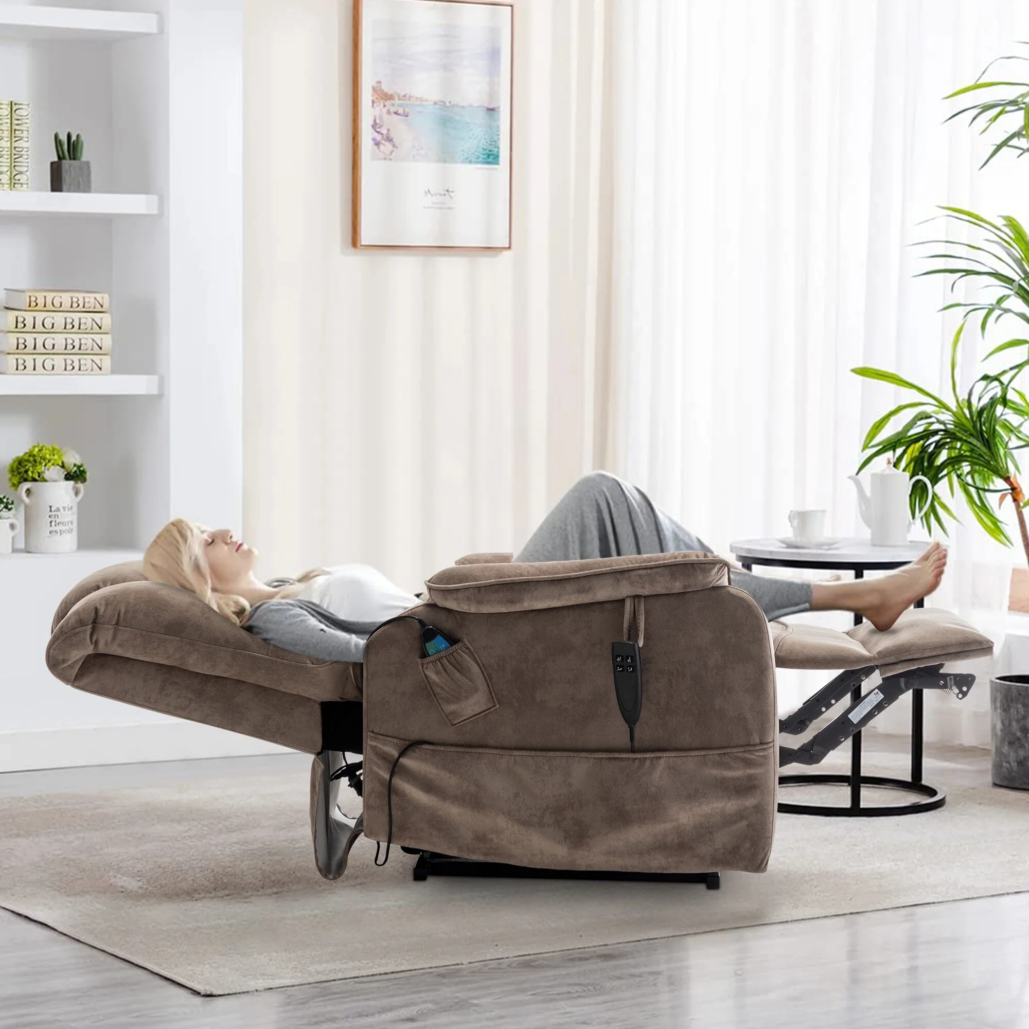 35.5W Dual Electric Power Lift Recliner,MassageHeat,180 degrees