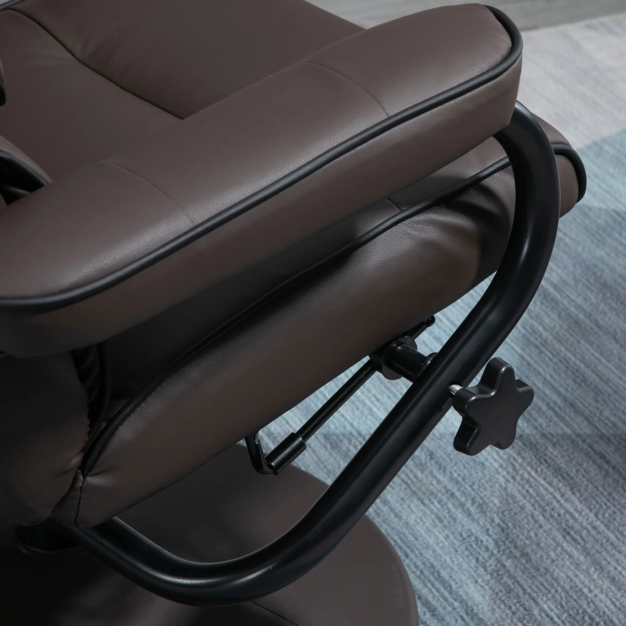 HOMCOM Recliner Chair with Ottoman, Swivel PU Leather High Back Armchair w/ Footrest Stool, 135�� Adjustable Backrest