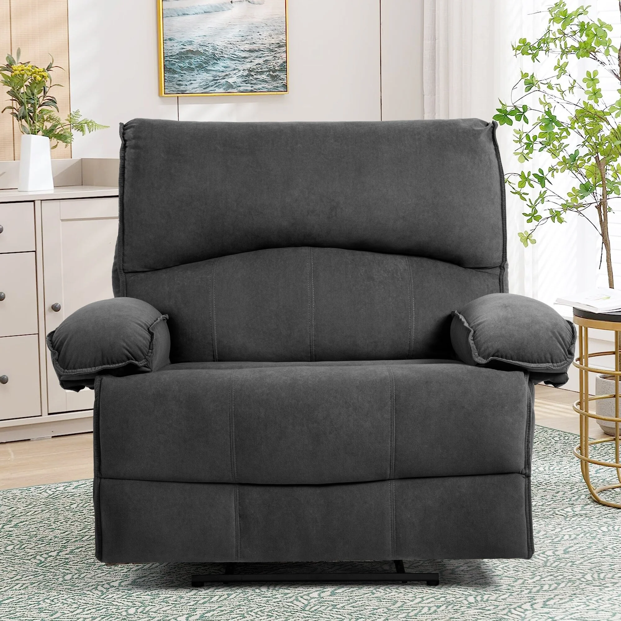 Push?Back Recliner Chair with Massage Pillow & Wide Seat