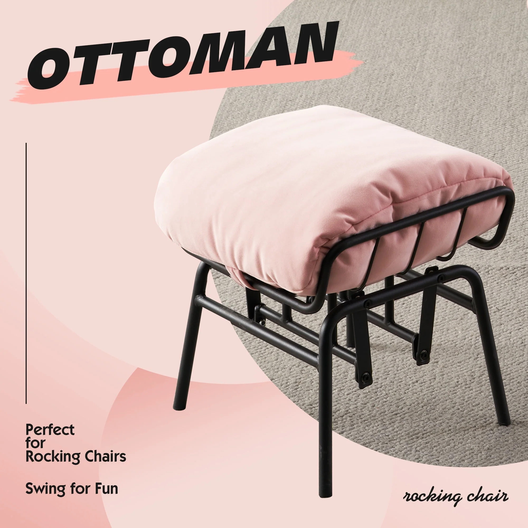 OVIOS Living Room Accent Chair Rocking Recliner Chair with Ottoman