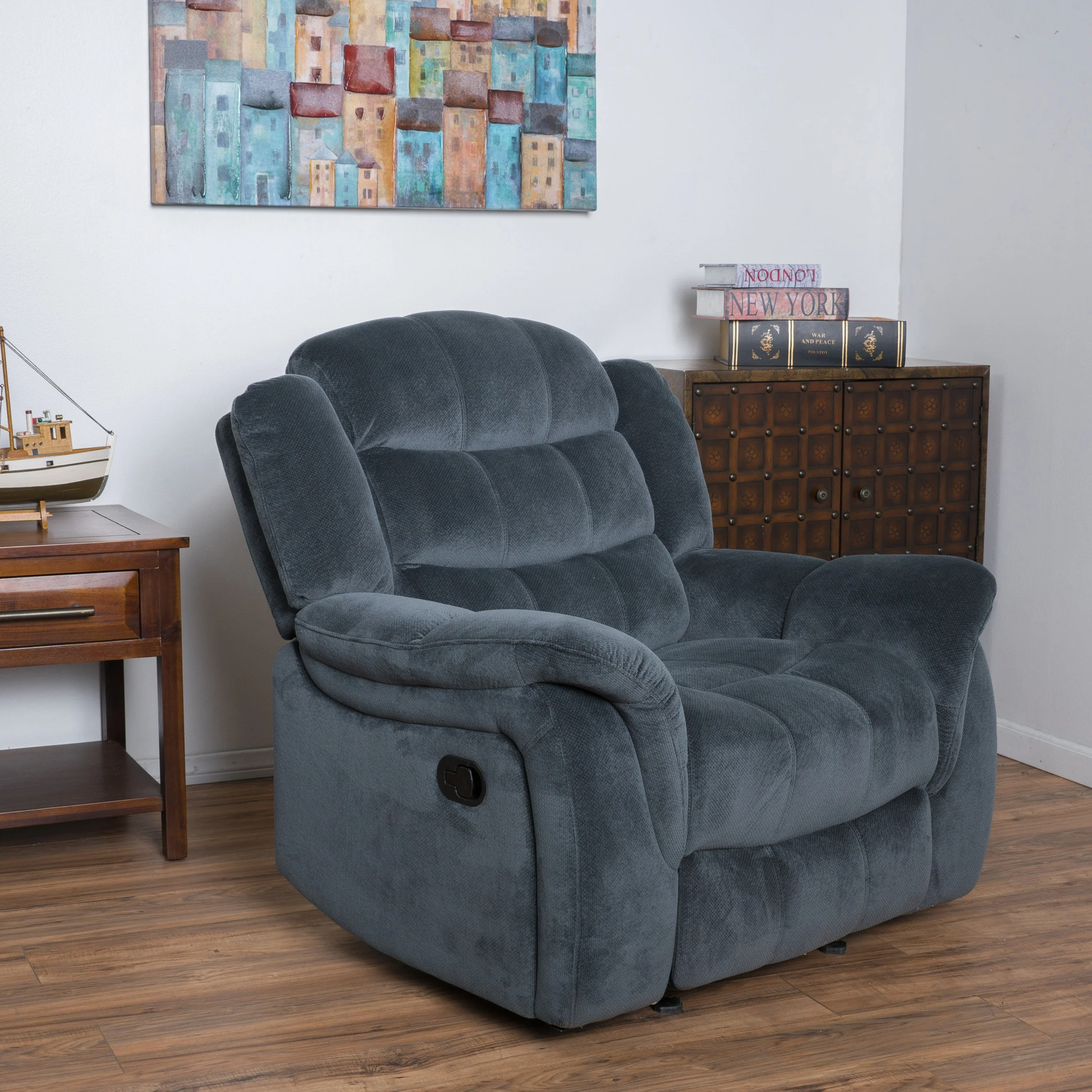 Roomfitters Classic Design, Brown Plush Fabric, Glider Recliner