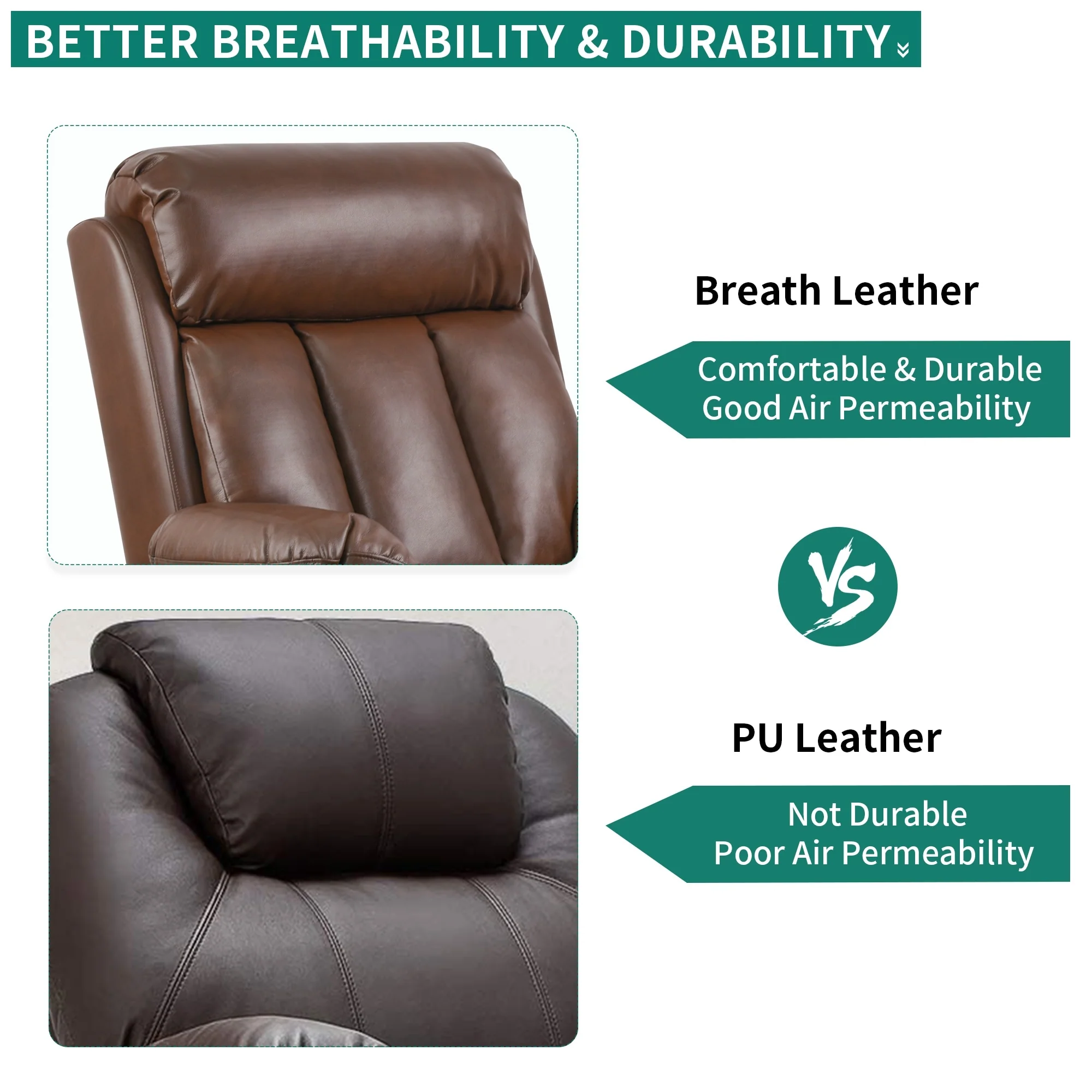 Modern Reclining Chair Faux Leather Massage