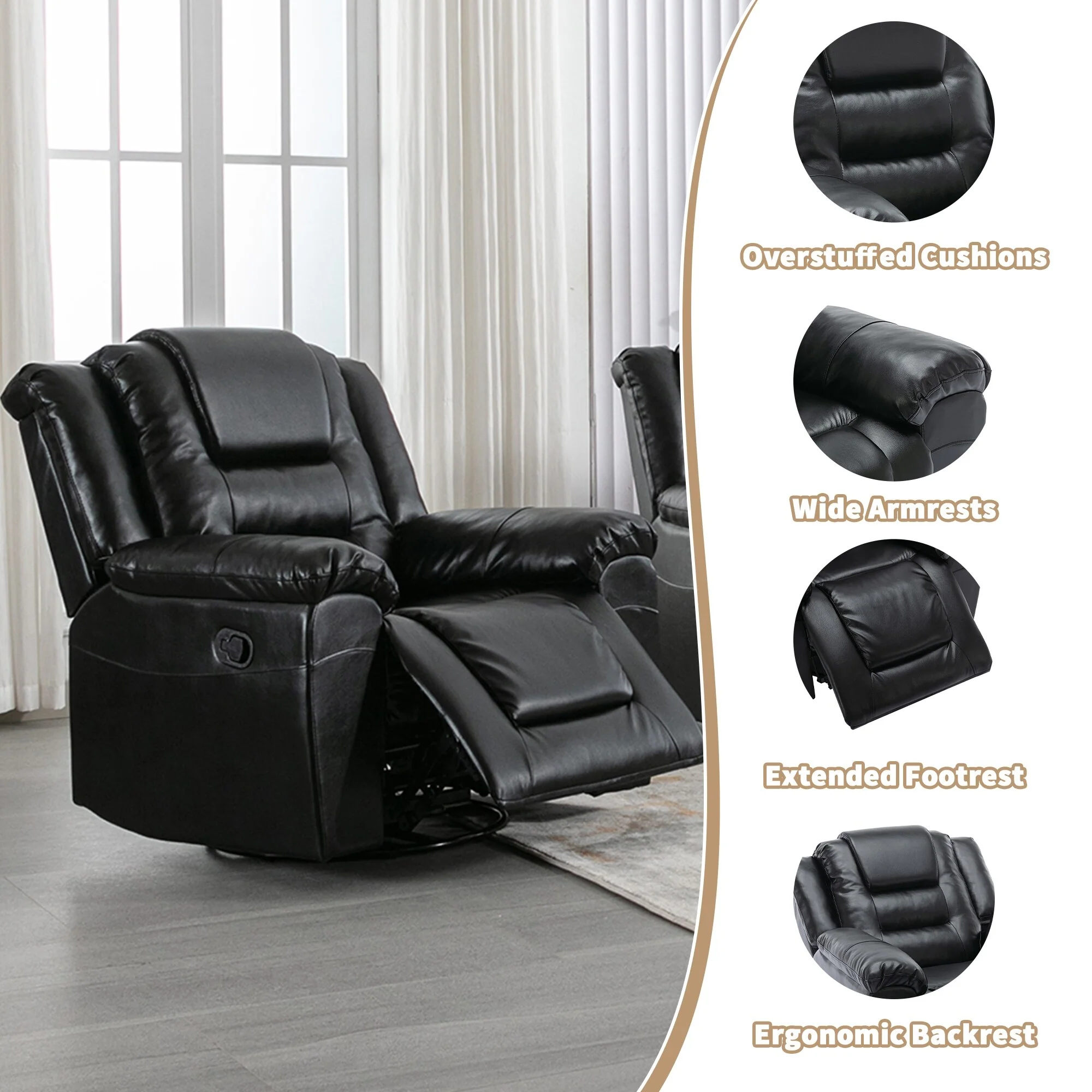 360��Swivel and Rocking Home Theater Recliner