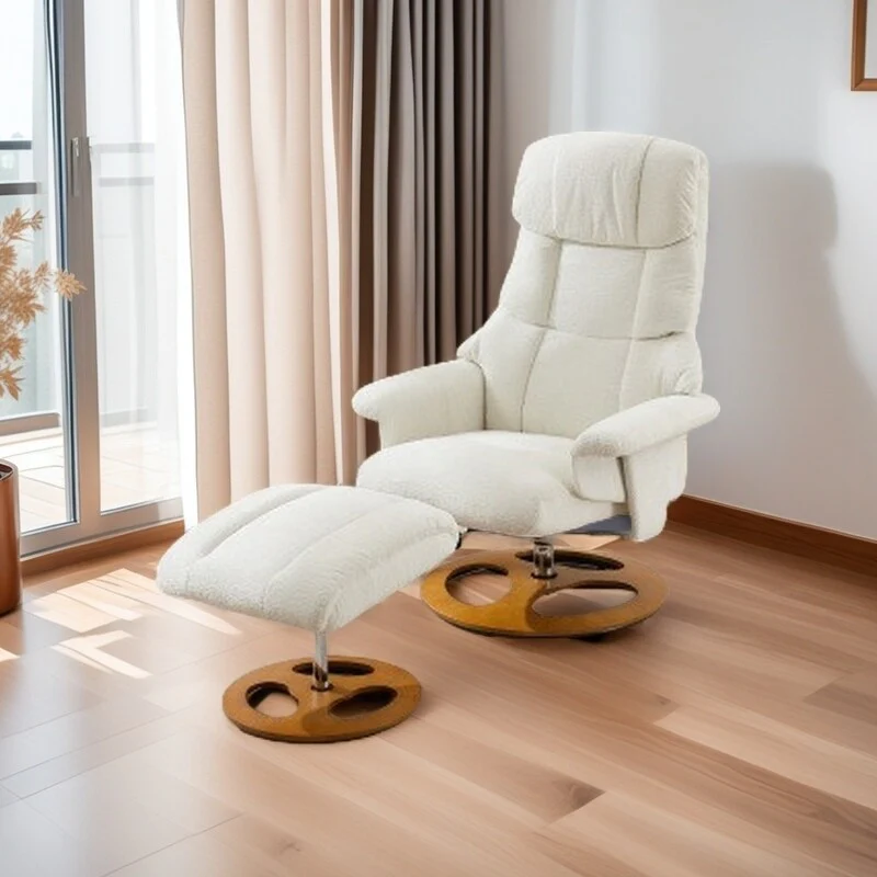 360�� Swivel Ergonomic Recliner Chair with Ottoman, Adjustable Backrest, 5 Vibration Massage, Seat Heating, Chenille Fabric