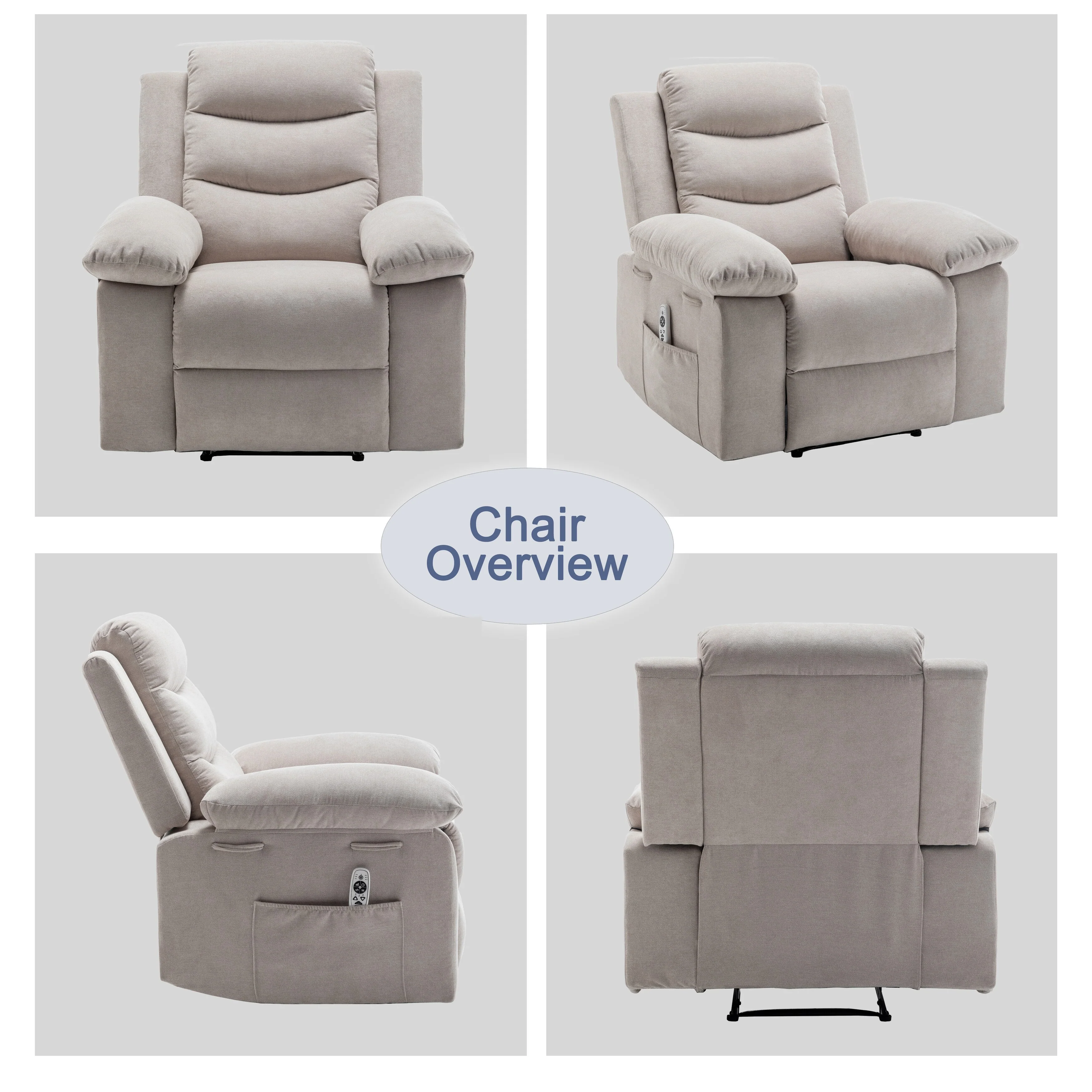 Electric Recliner Chair with Massage, Lumbar Heat & Steel Frame