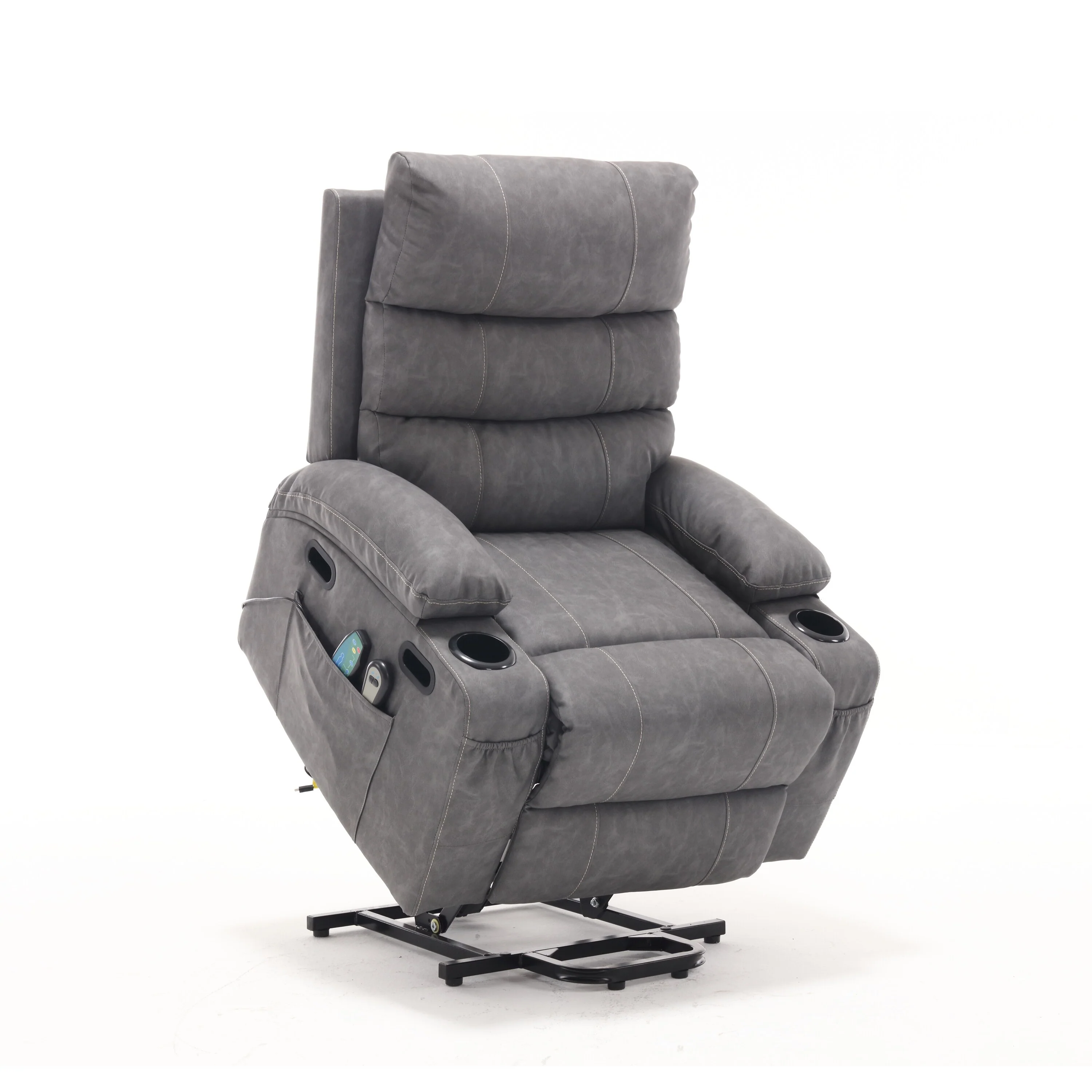 PU Leather Power Lift Recliner with Massage, Heating & Cup Holders