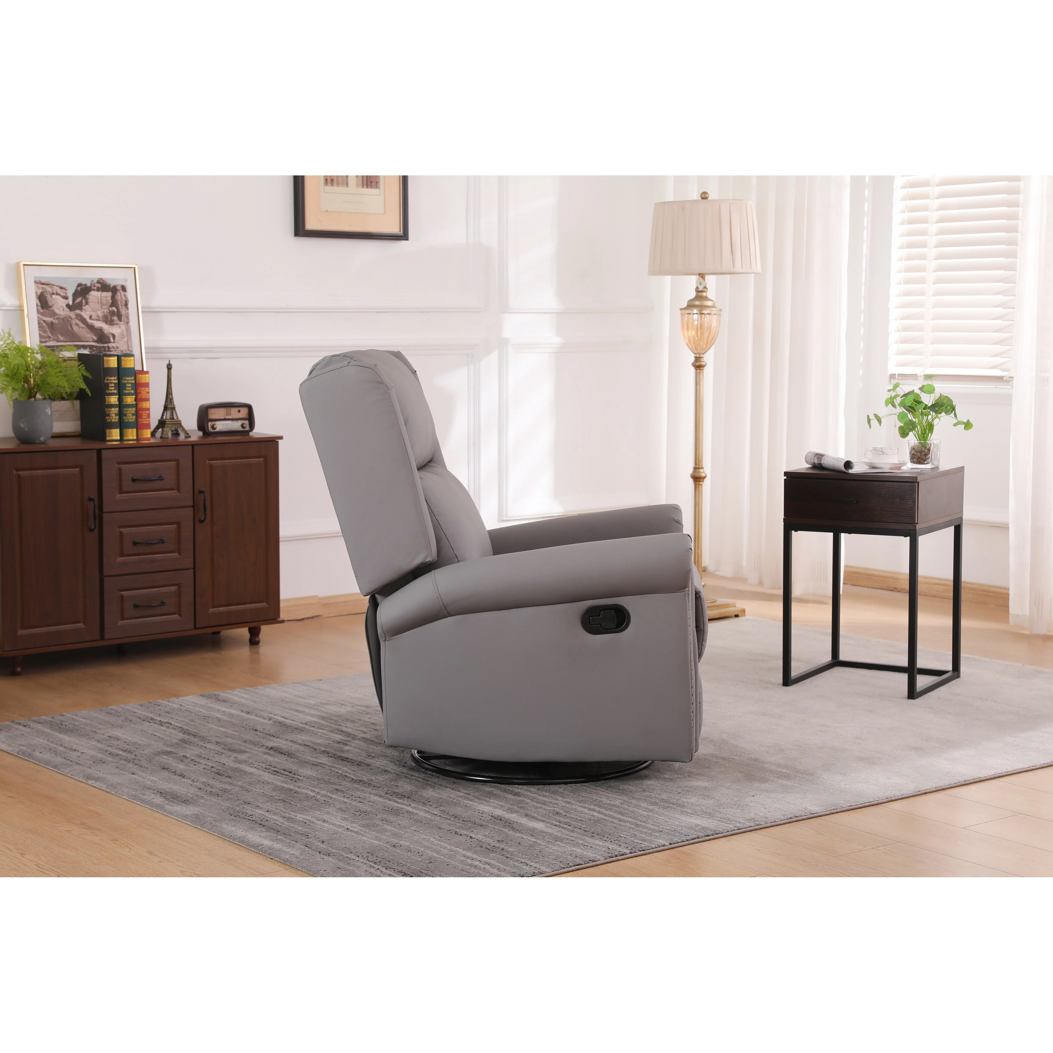 Ergonomic Swivel Rocker Recliner Chair with USB?C & Lumbar Cushion