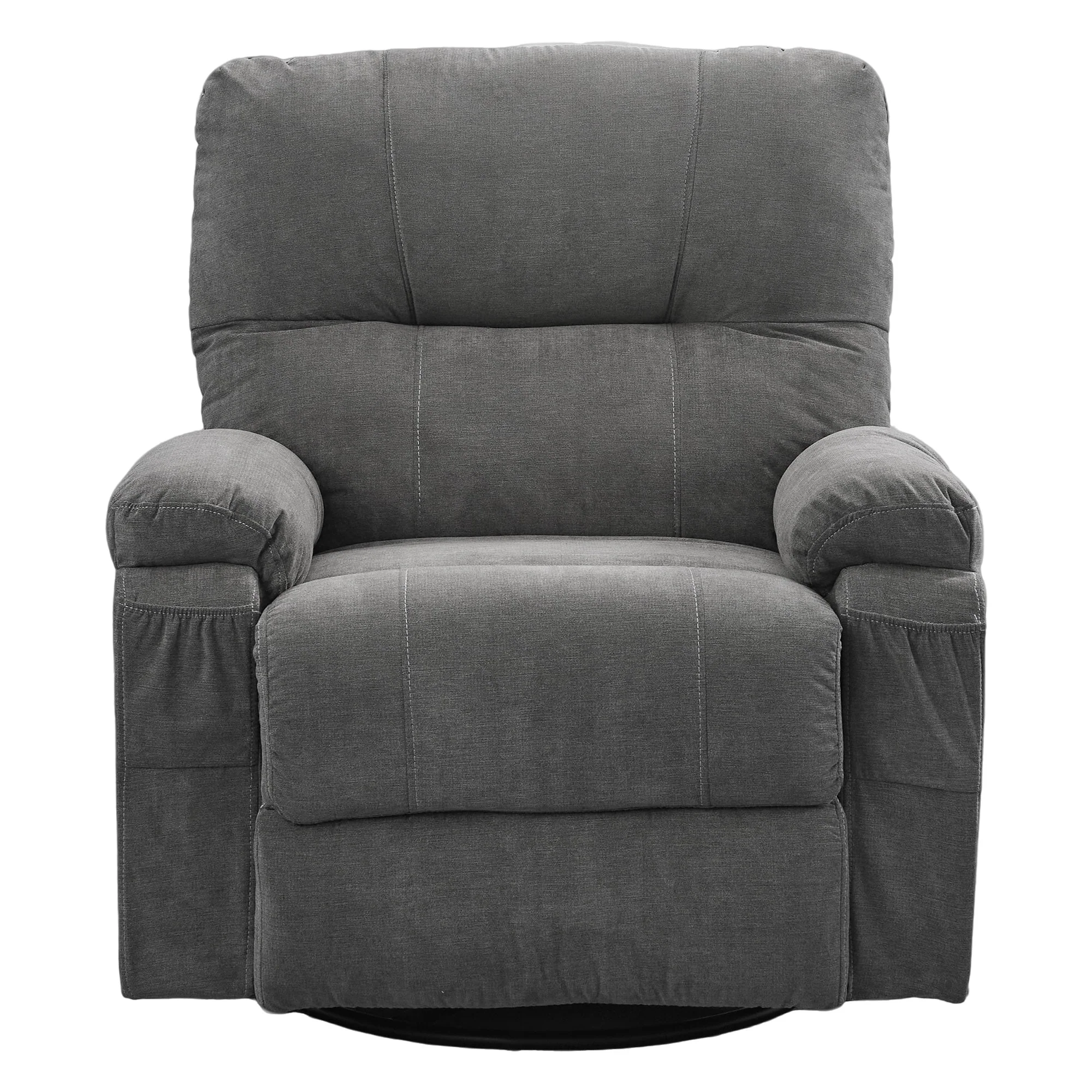 360�� Linen Swivel Rocker Recliner with Side Pockets