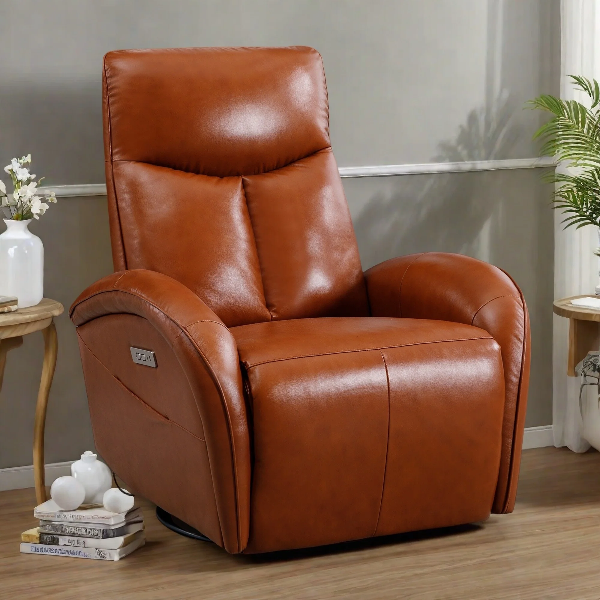 Armless Recliner Chair with Power Glider Swivel Rocker, USB & Type-C Charging Ports, and High-Density Backrest