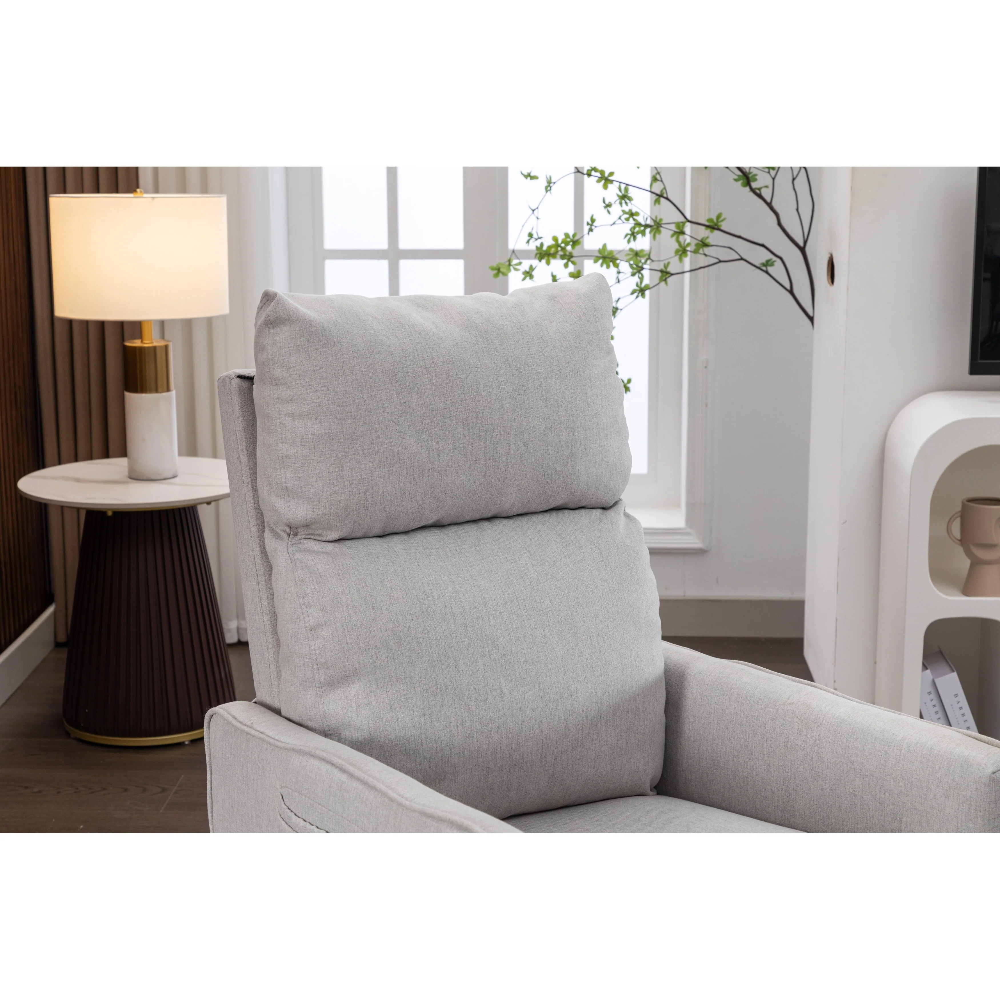 Manual Swivel Rocker Recliner Chair with Adjustable Back & Footrest