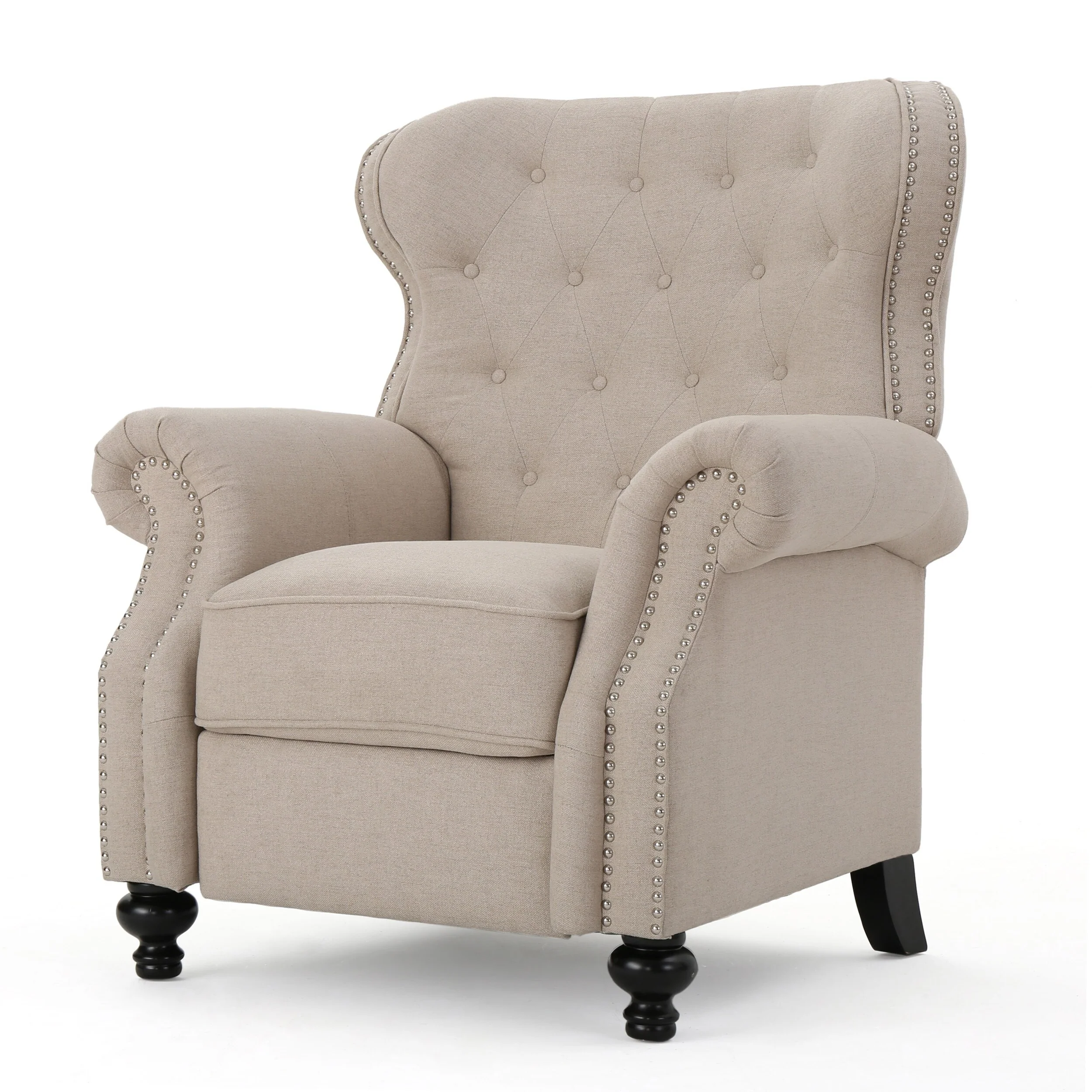 Tufted?Recliner?Chair?-?Diamond?Stitch?Backrest,?Nailhead?Trim?and?Rolled?Arms?