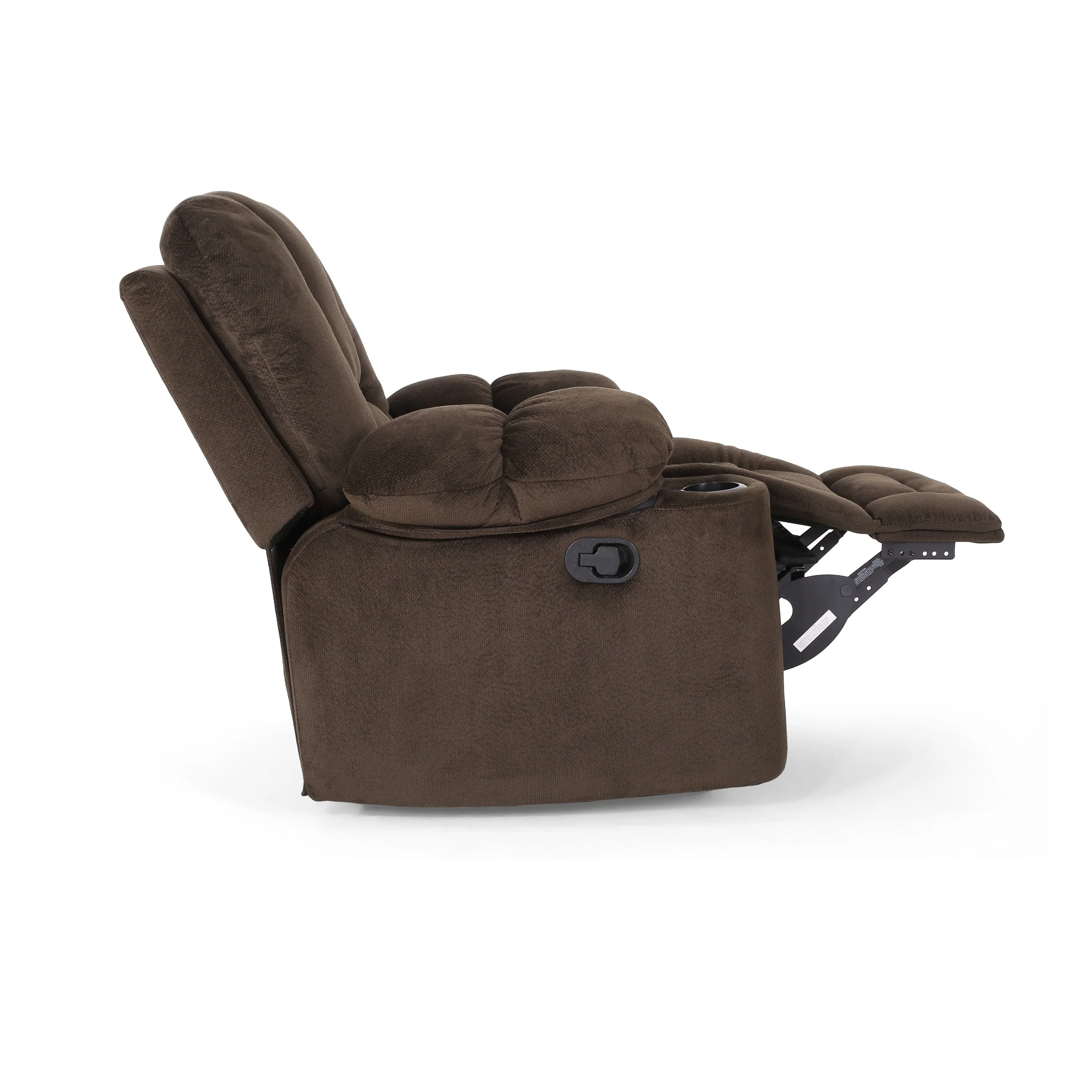 Manual Fabric Recliner Chair with Dual Cup Holders & Thick Padding