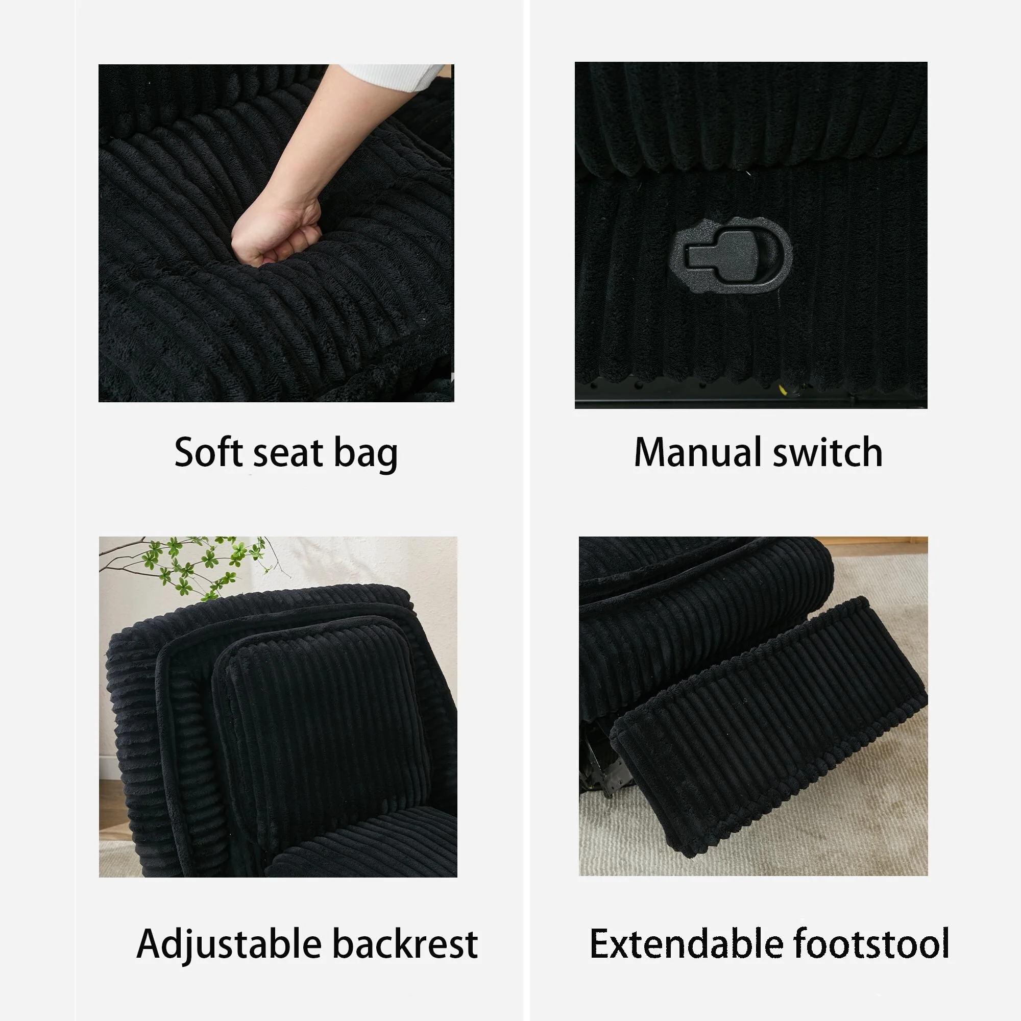 360�� Swivel Rocking Single Sofa,Recliner Sofa, Manual Glider Rocking Armless Chair,Living Room Office