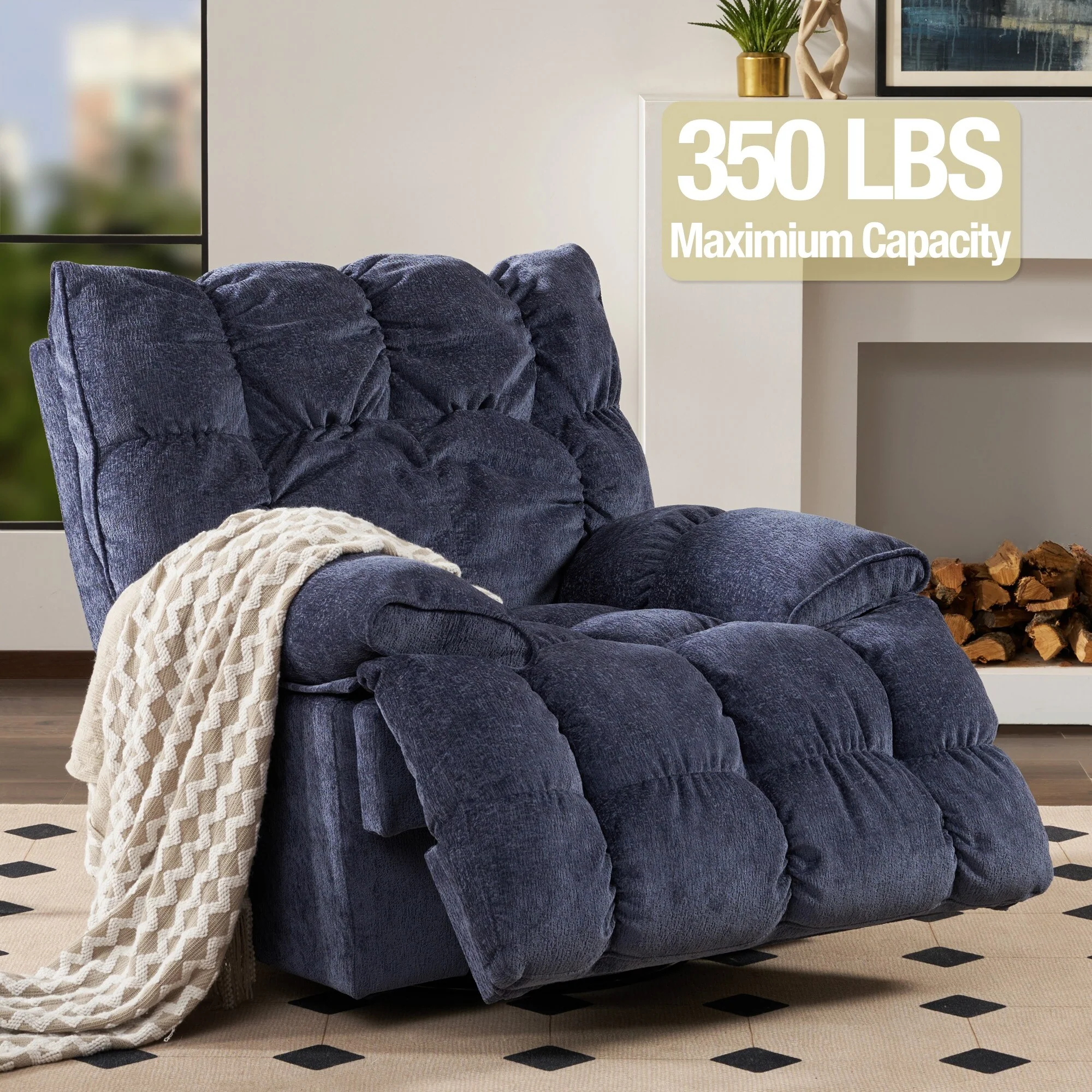 Fabric 360�� Swivel Electric Recliner Chair with Glide Motion