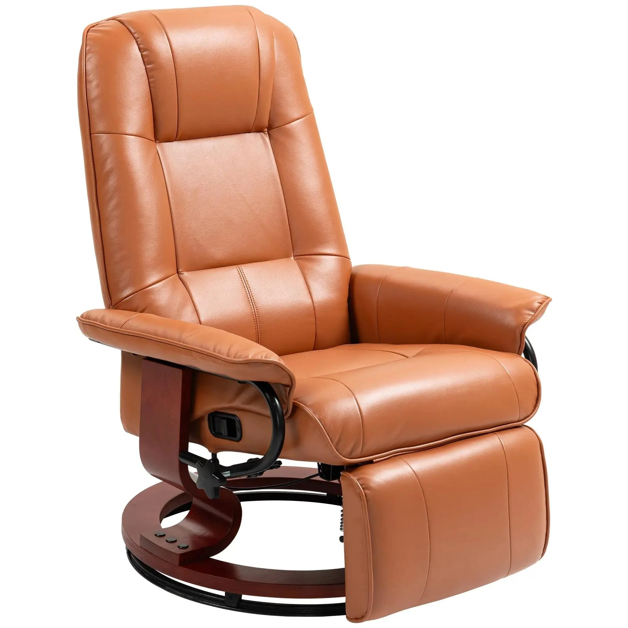 Faux Leather Recliner Chair, Swivel Recliner with Footrest, Armrest