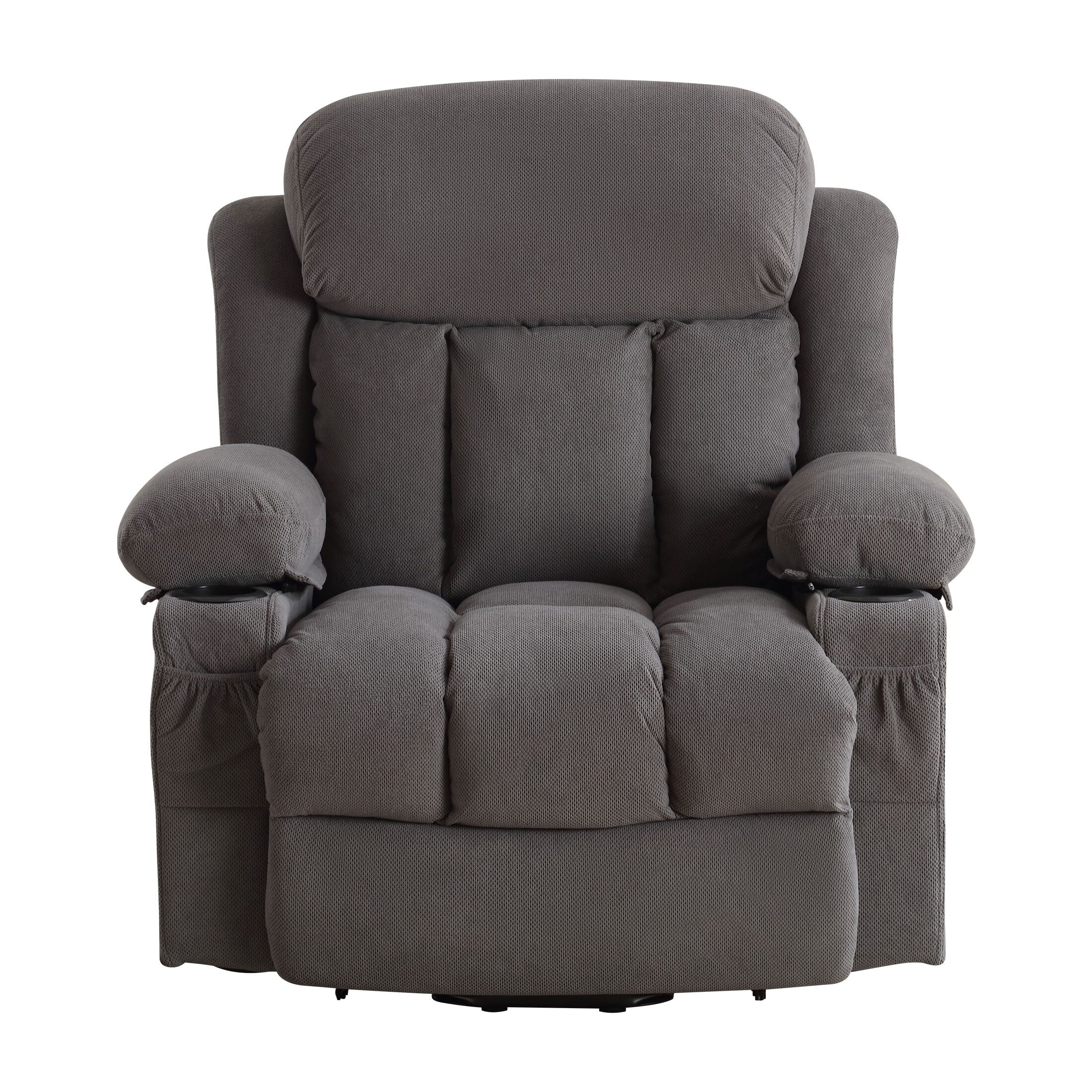 Grey Power Lift Recliner with Heat, Massage, USB, and Remote Control