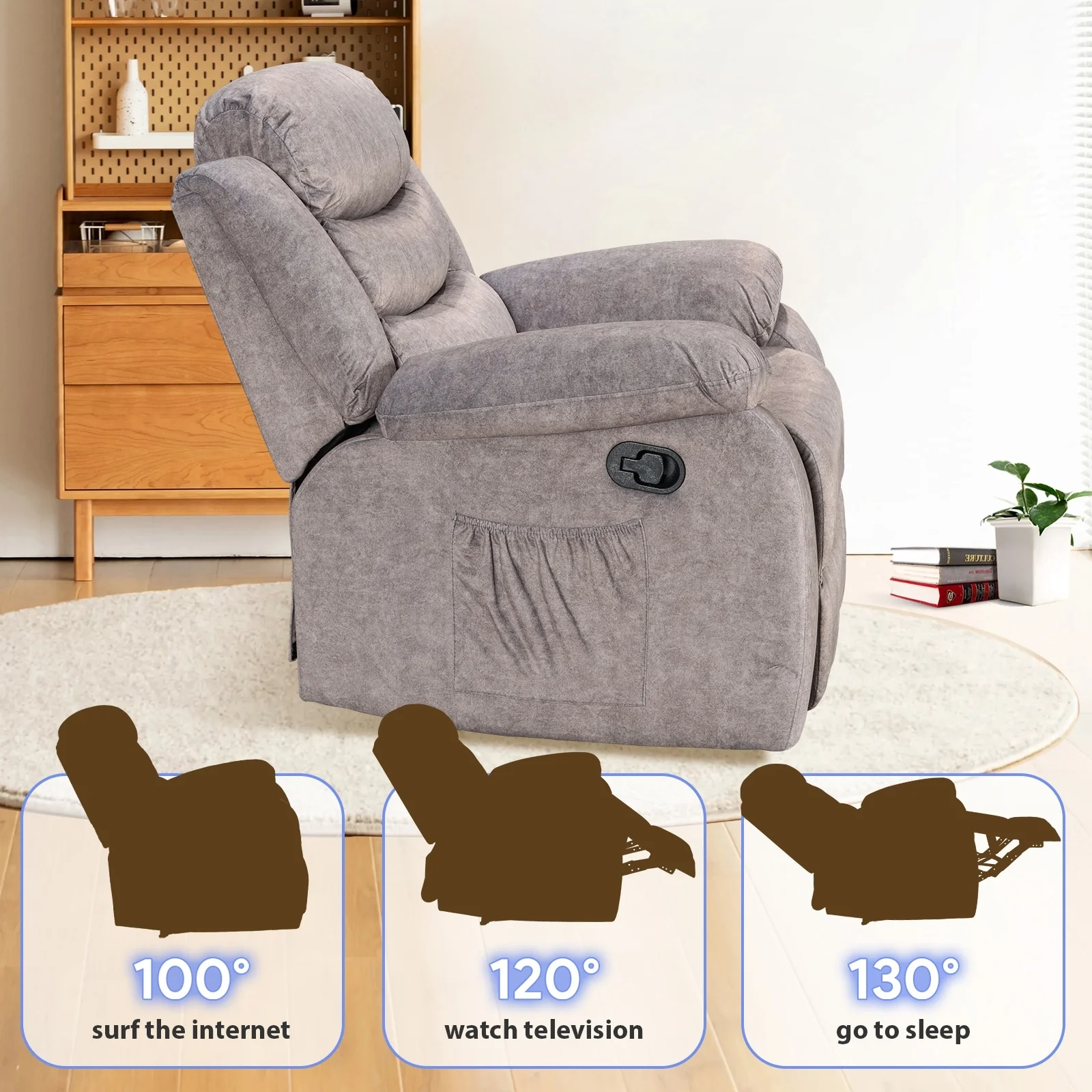 Super Soft Manual Heated and Massage Recliner Chair