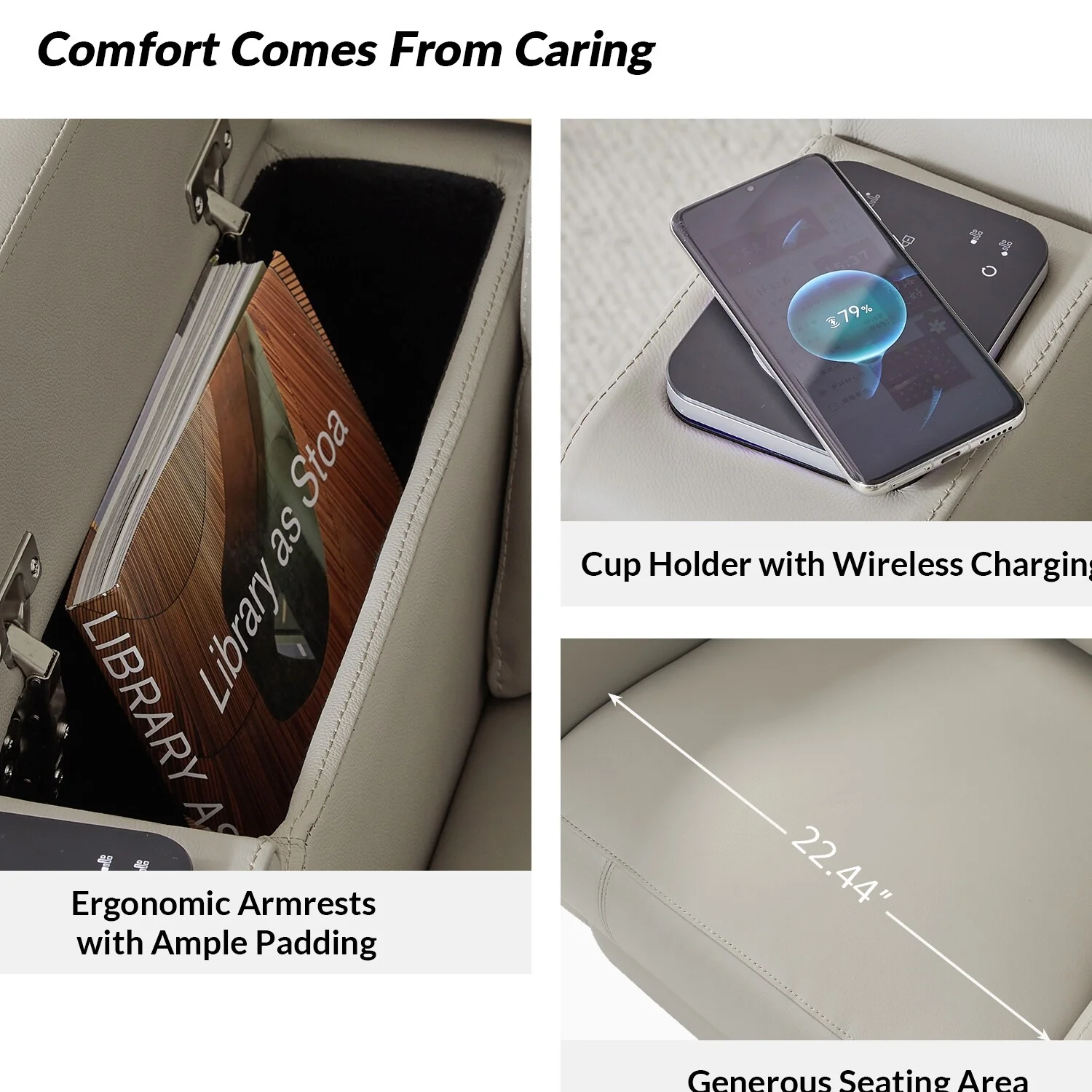 Laura 35.04 Wide Genuine Leather Power Recliner with Adjustable Headrests by HULALA HOME