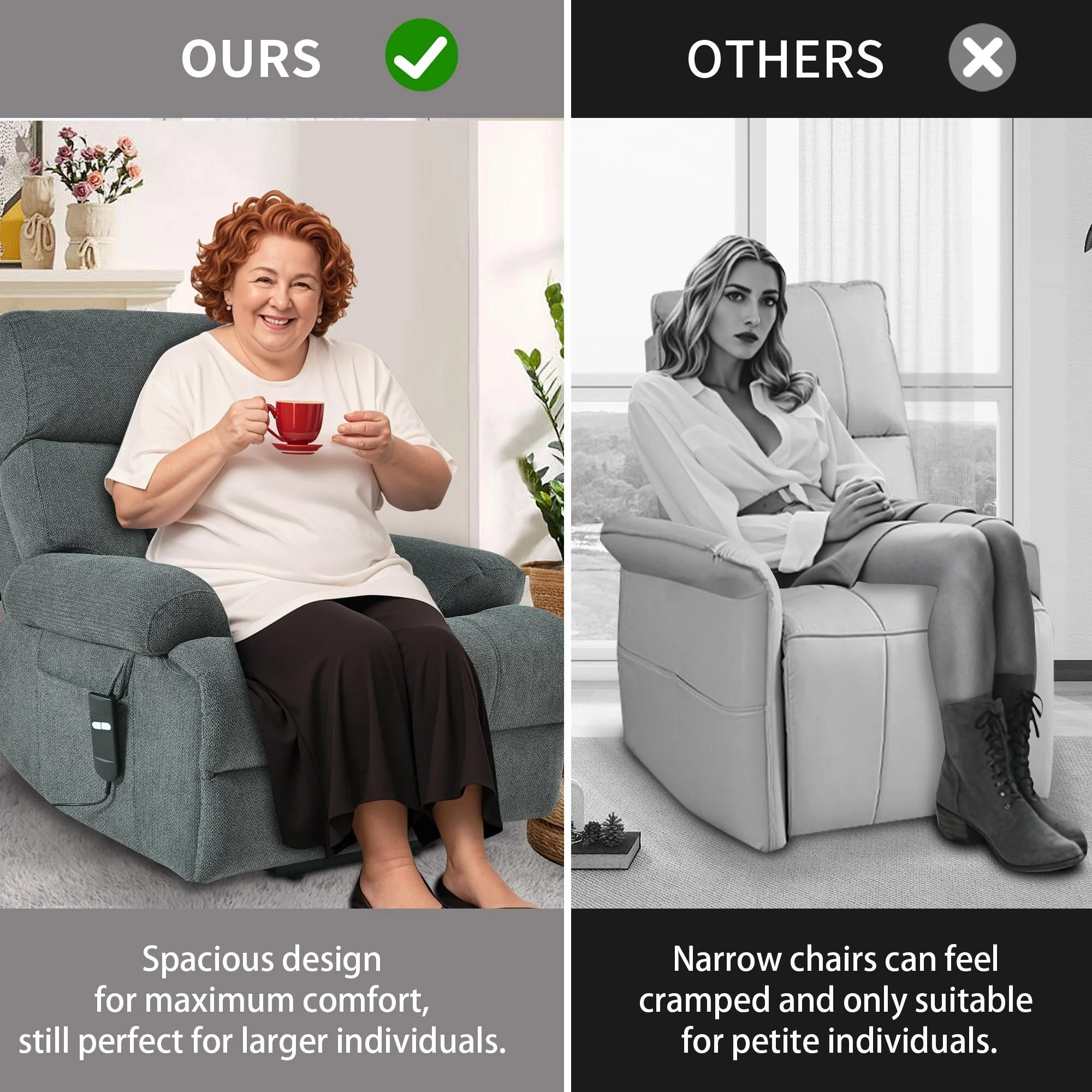 Flannel Power Lift Recliner with Side Pocket