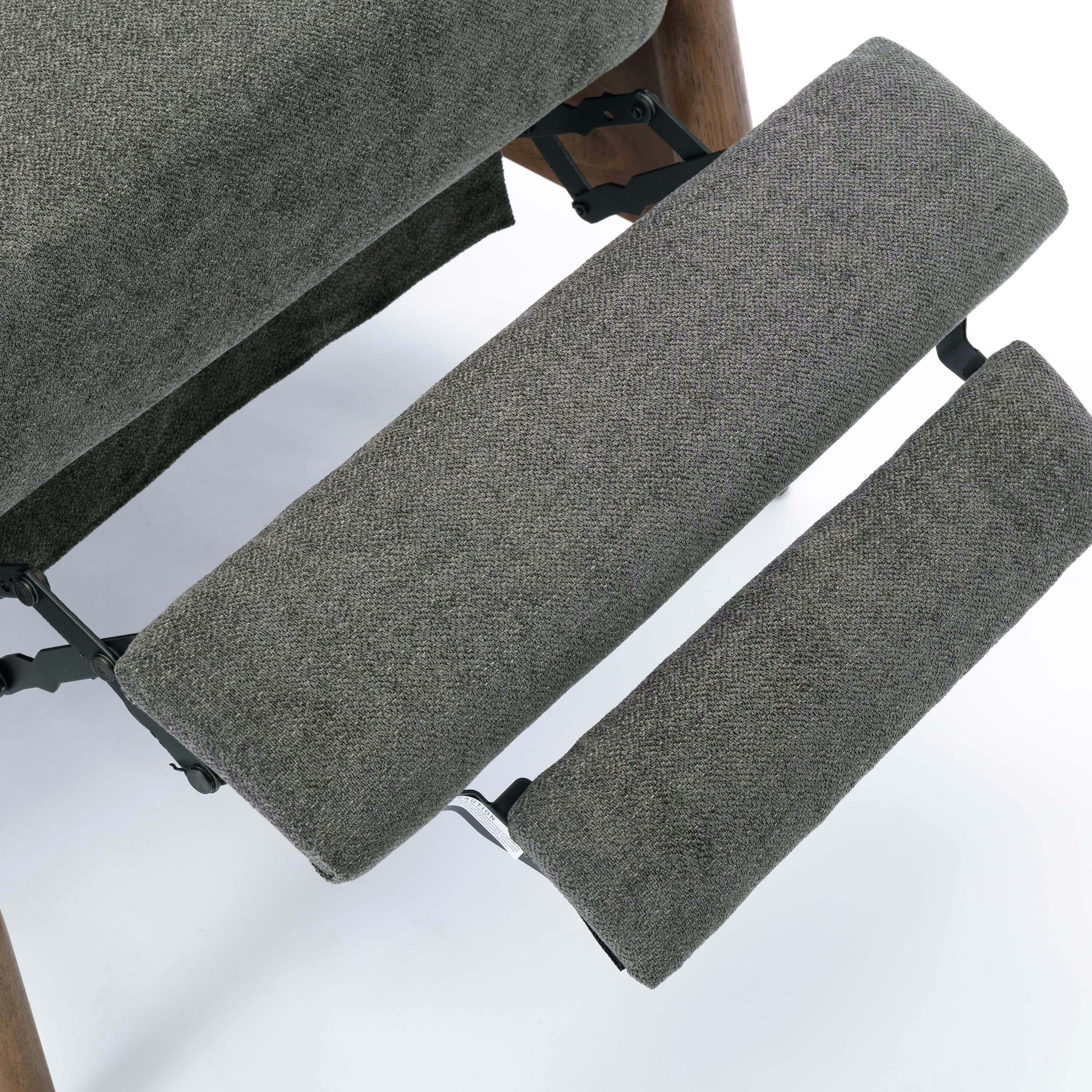 Saugus Wood Arm Push Back Recliner - Charcoal