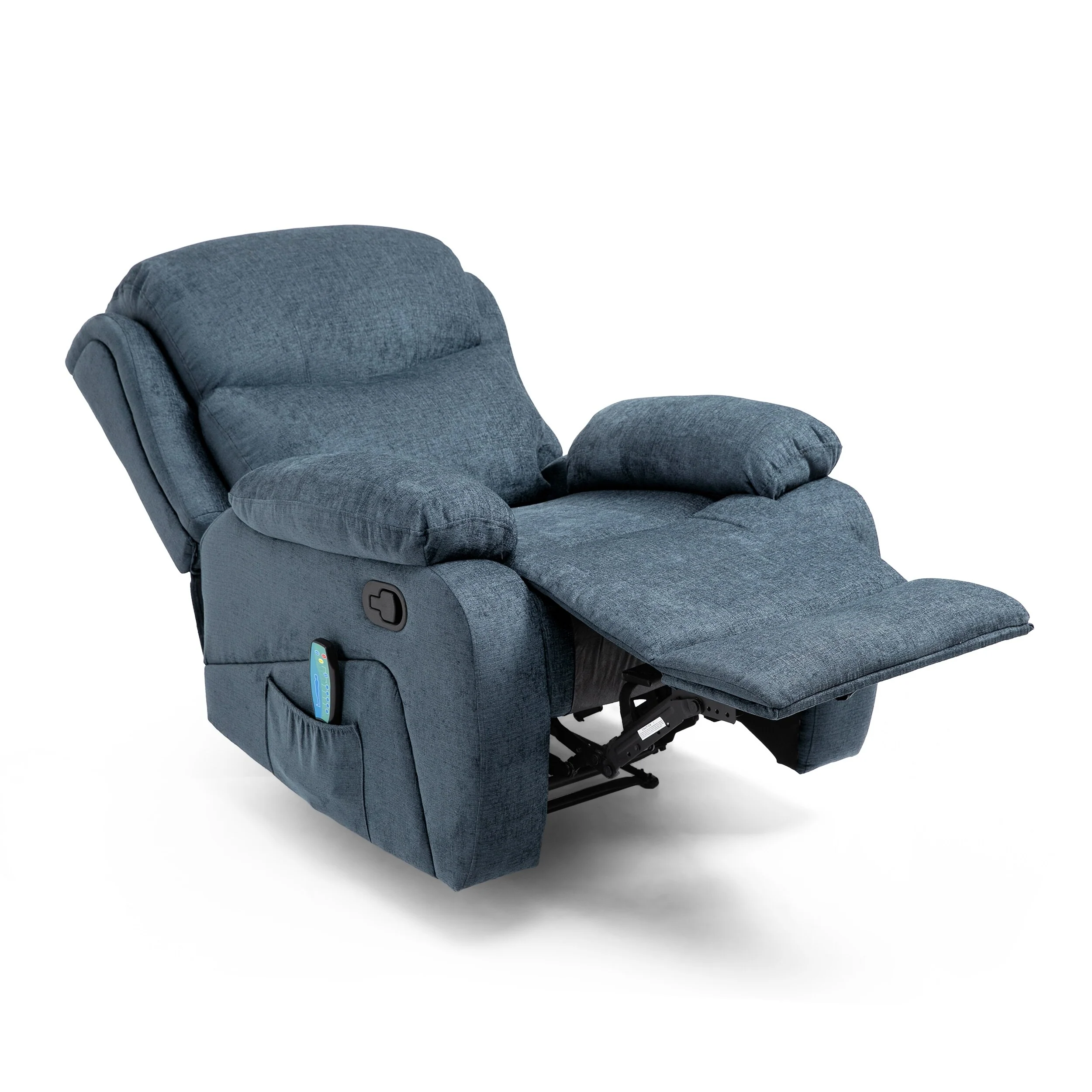 Grey Tufted Massage Recliner Chair with Pillow, Heating, Remote Control, and Manual Recline - 5 Massage Modes, Side Pocket