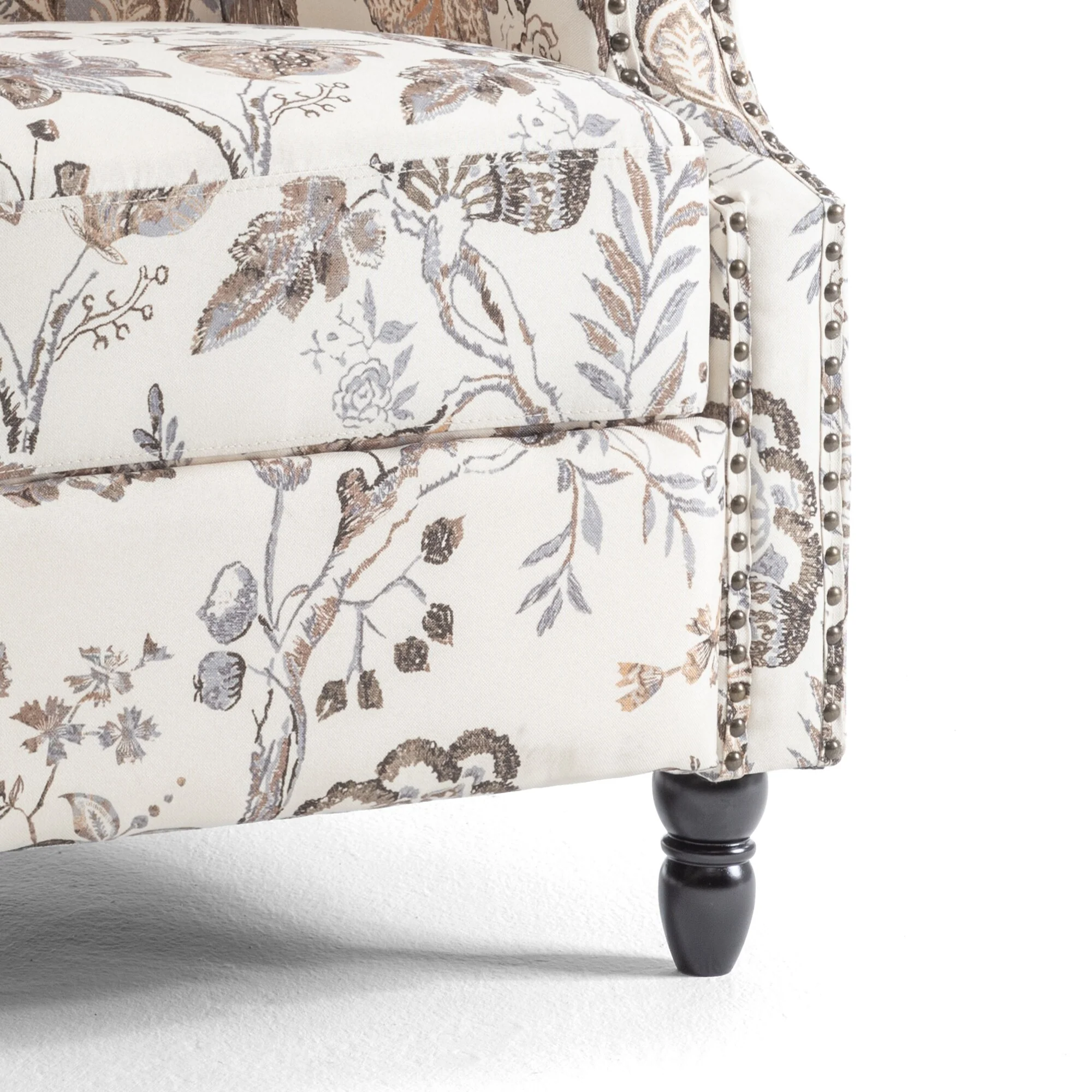 Linen Manual Upholstered Recliner with Wood Legs