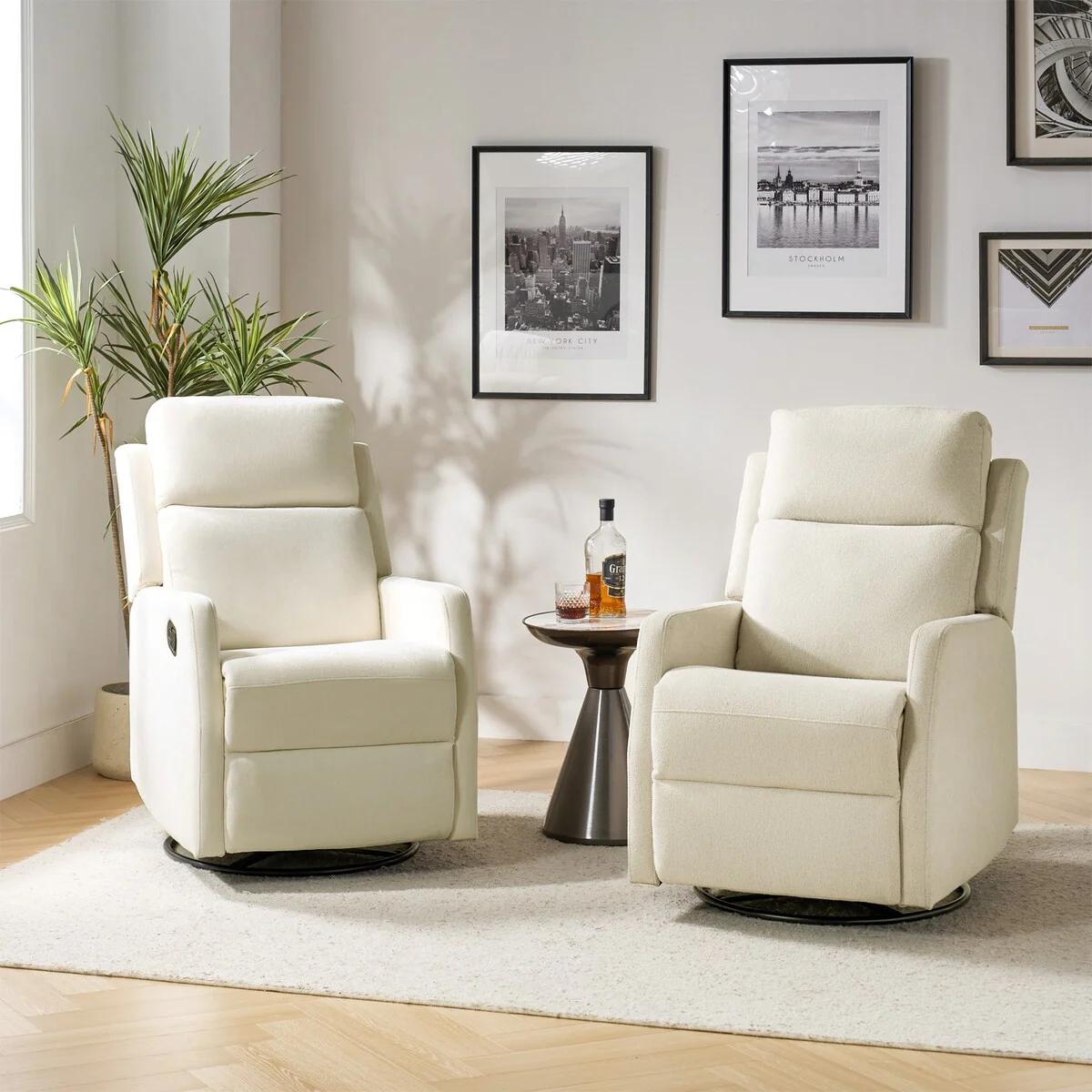 Julian Modern Swivel Rocker Manual Recliner Set of 2 by HULALA HOME