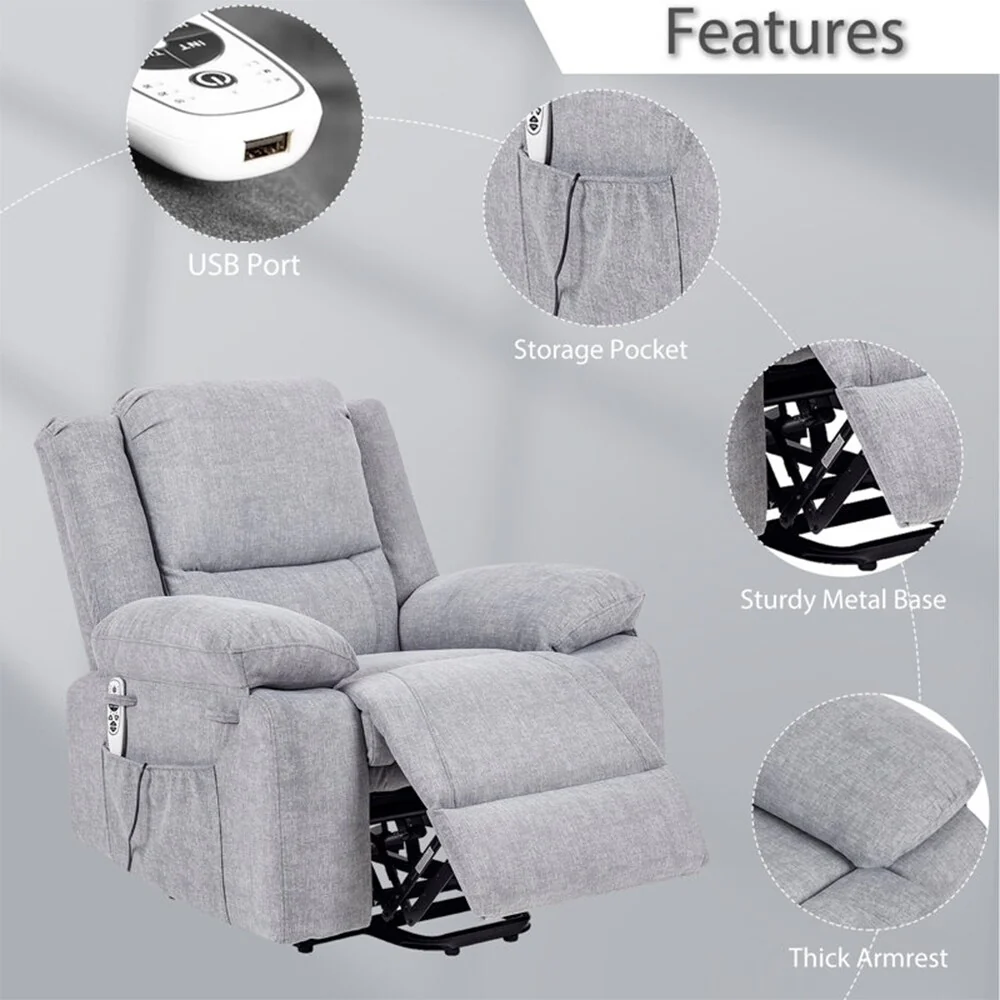 Electric Massage Power Recliner Chair, Multi-function Lifting, Timing