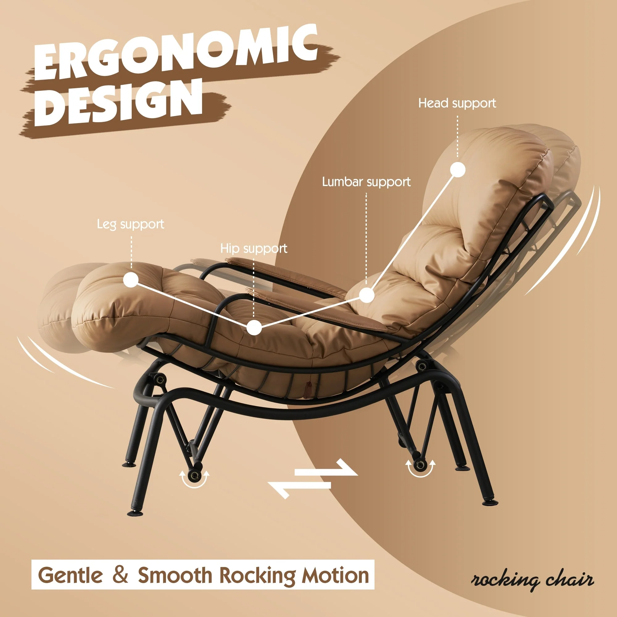 OVIOS Living Room Accent Chair Rocking Recliner Chair with Ottoman