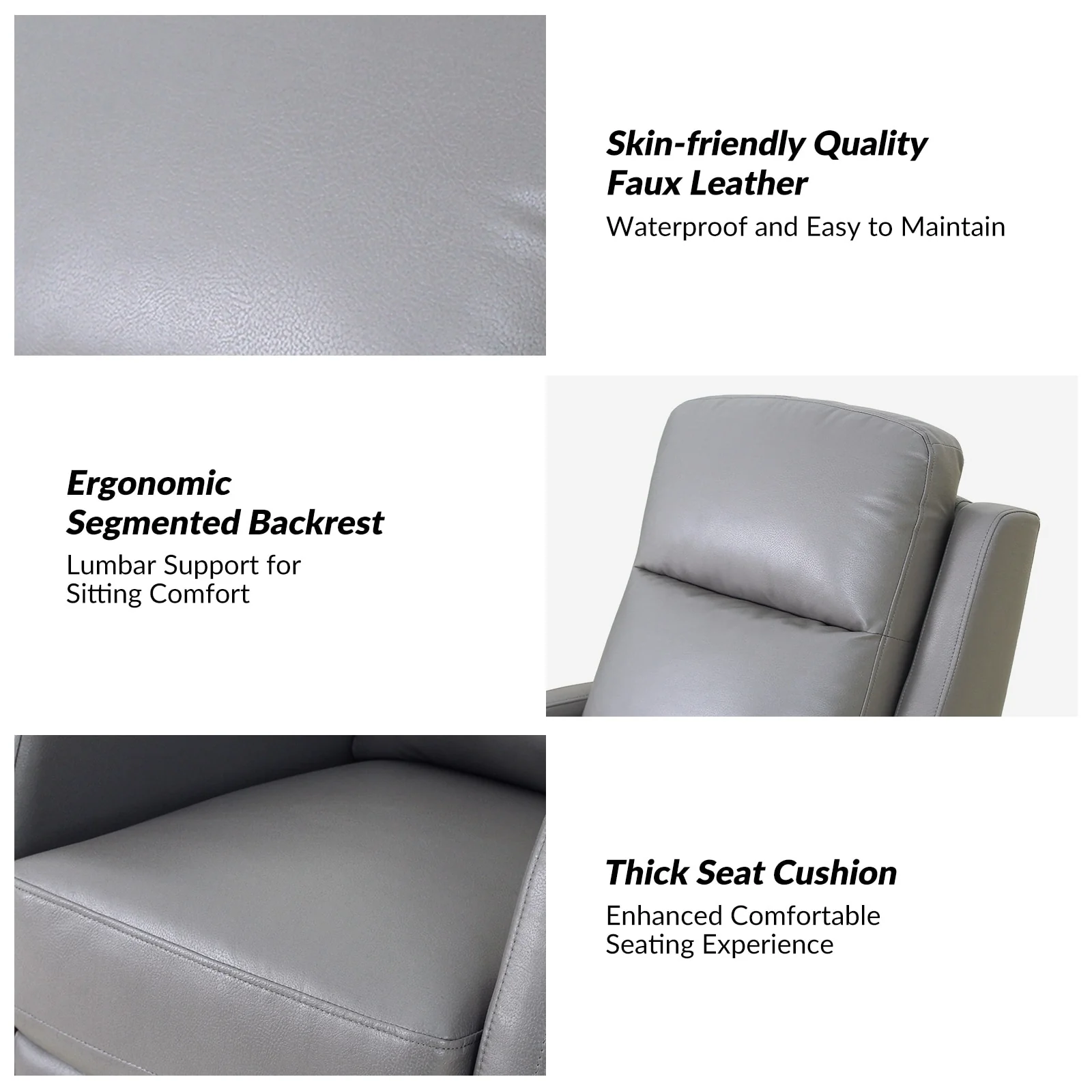 Esteban Modern Faux Leather Manual Rocking Swivel Recliner with Wingback