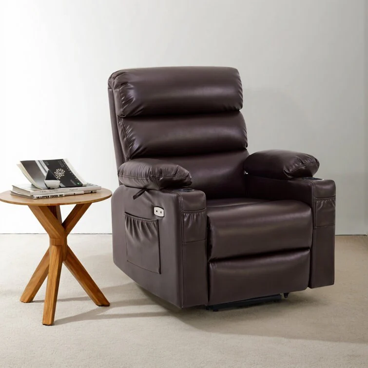 Power Recliner Lift Assit Chair with Vibration Massage and Heat, Faux Leather, 350 lbs