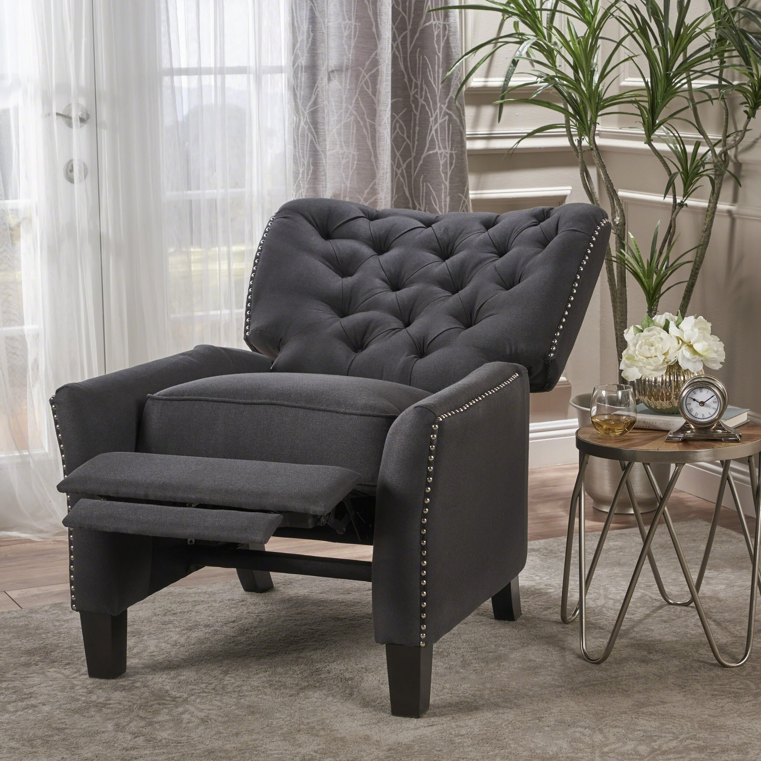 Cerelia Tufted Fabric Recliner by Christopher Knight Home