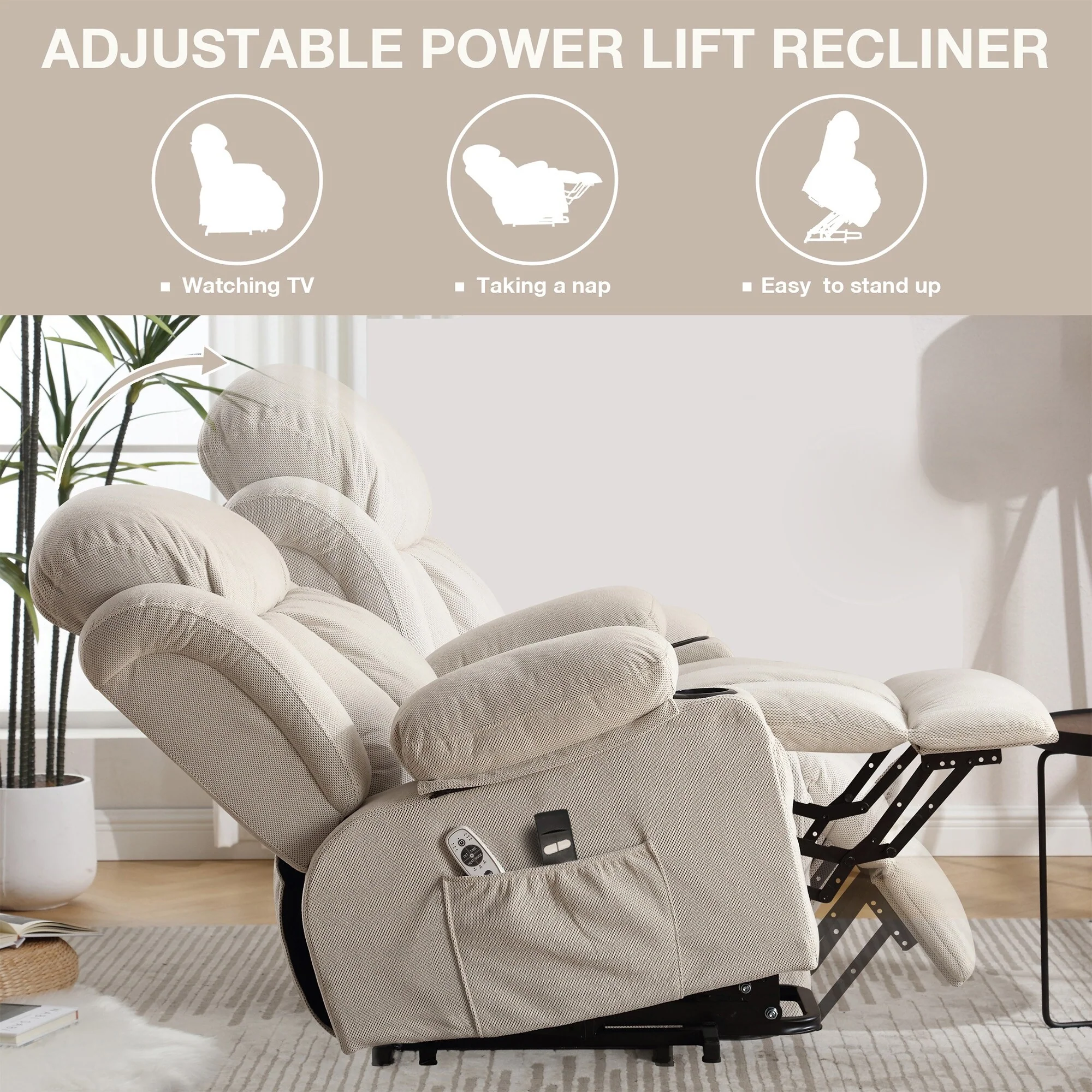 Power Lift Recliner Chair with Massage, Heat & USB��Electric Lift Sofa