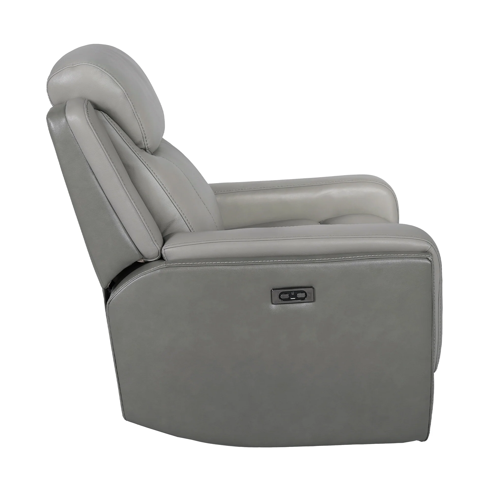 Rosalyn Zero Gravity Silver and Gray Leather Power Recliner with Power Headrest