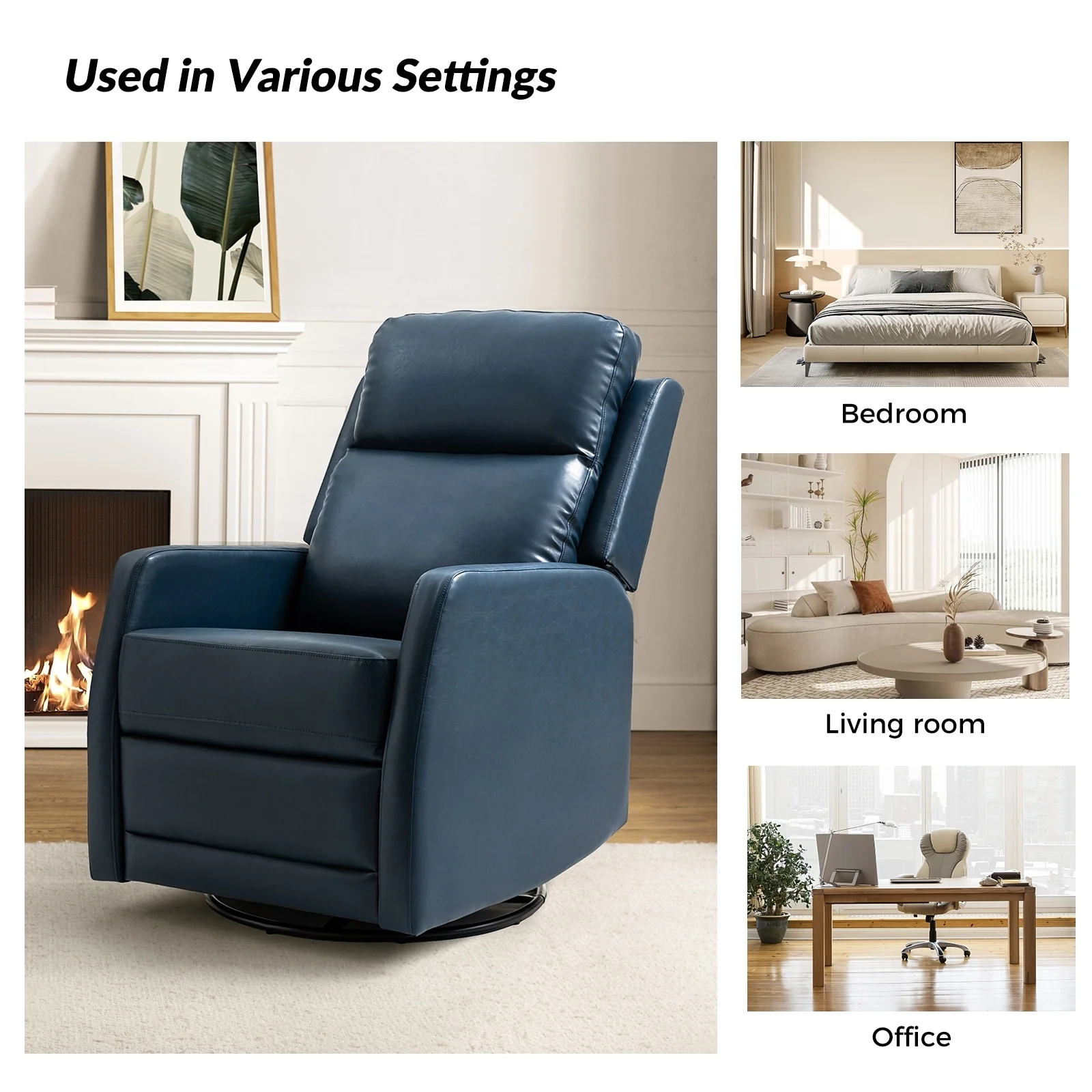 Esteban Modern Faux Leather Manual Rocking Swivel Recliner with Wingback