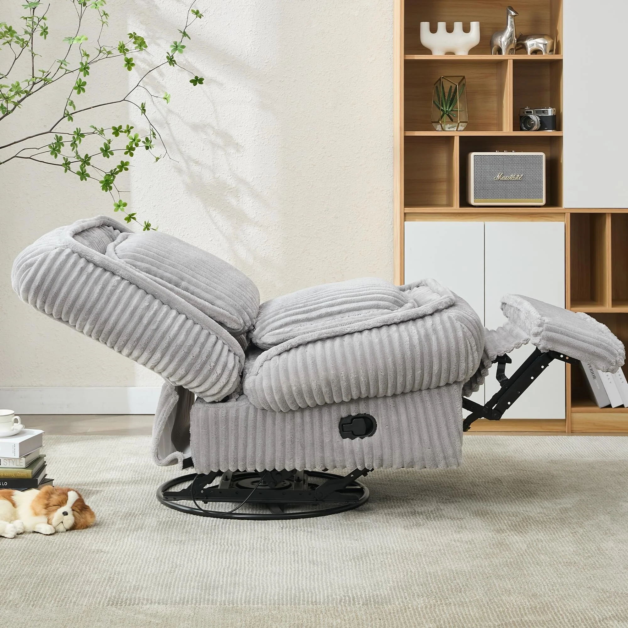 360�� Swivel Rocking Single Sofa,Recliner Sofa, Manual Glider Rocking Armless Chair,Living Room Office