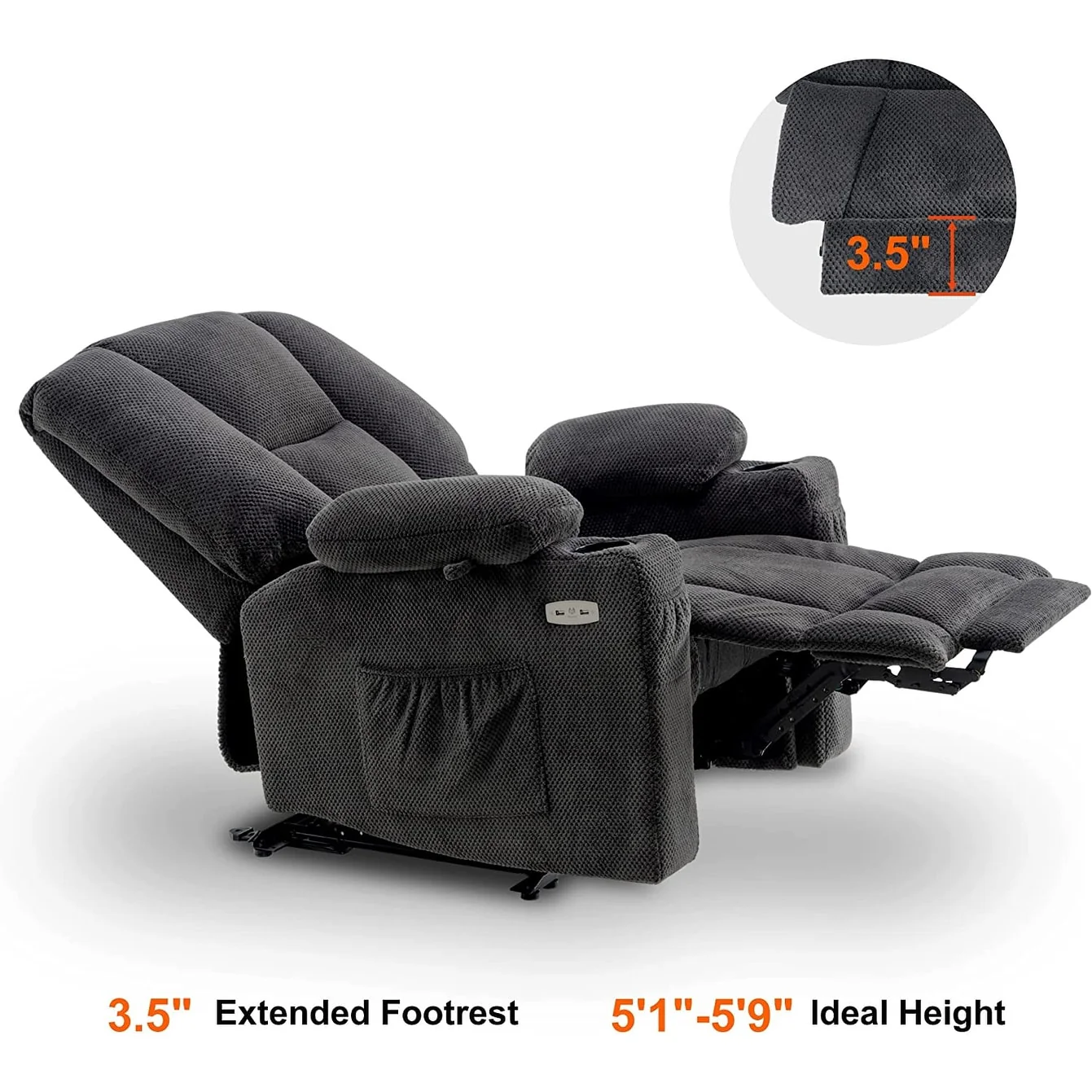 MCombo Electric Power?Recliner Chair with Massage  Heat, Plush Fabric 8015