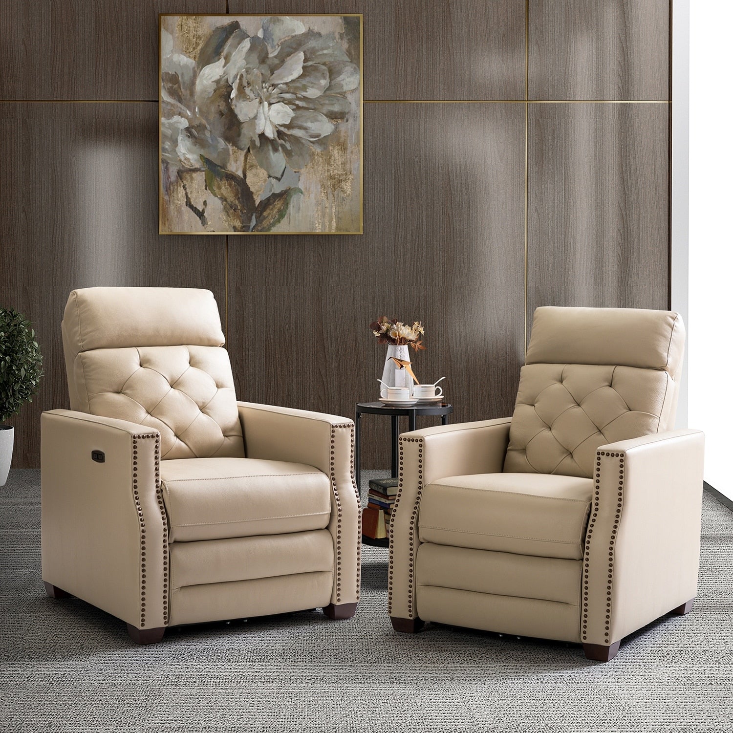Alina 31.50Wide Genuine Leather Power Recliner with USB Port, Set of 2