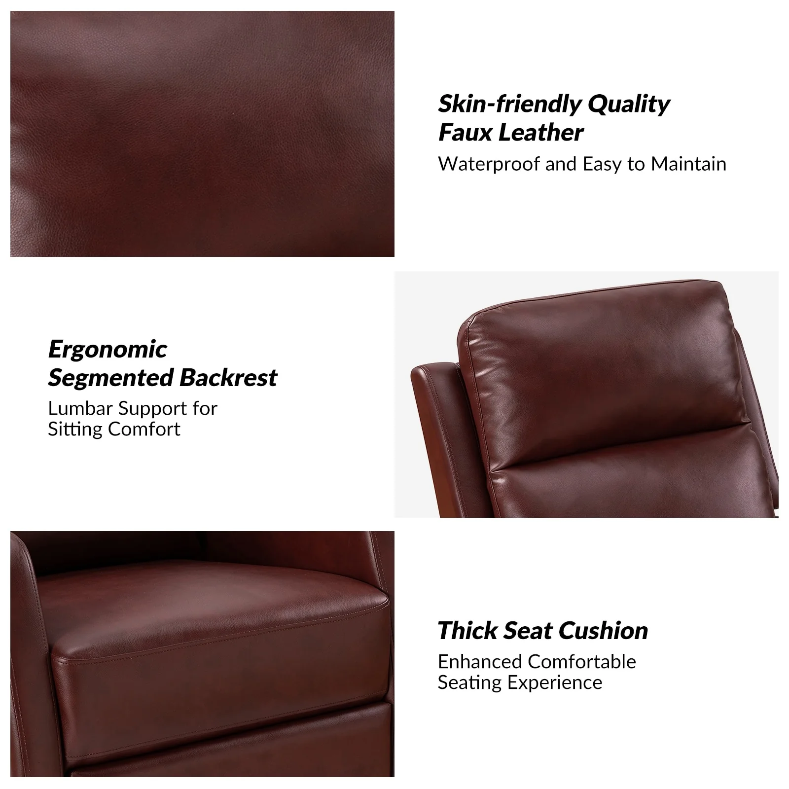 Esteban Modern Faux Leather Manual Rocking Swivel Recliner with Wingback