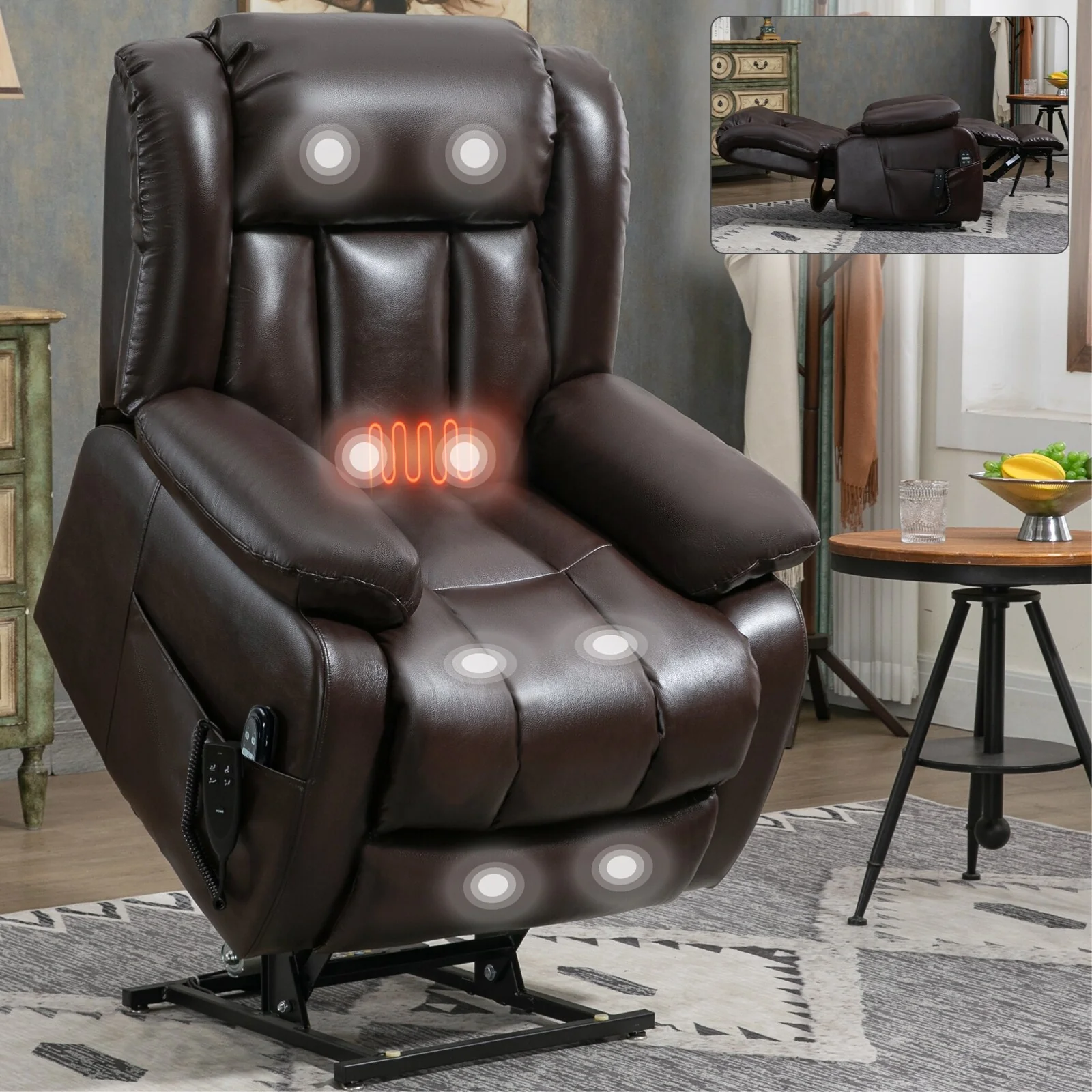 Power Lift Recliner Chair with 8-Point Vibration Massage