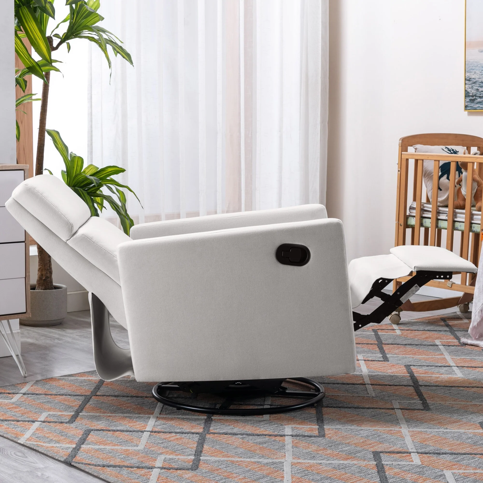 Roomfitters Modern Upholstered Rocker Nursery Chair, Plush Seating Glider Swivel Recliner Chair