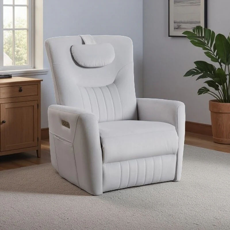 Electric Swivel Recliner with 270�� Rotation, Rocking Function, Lumbar & Neck Support, and USB/Type-C Charging Ports