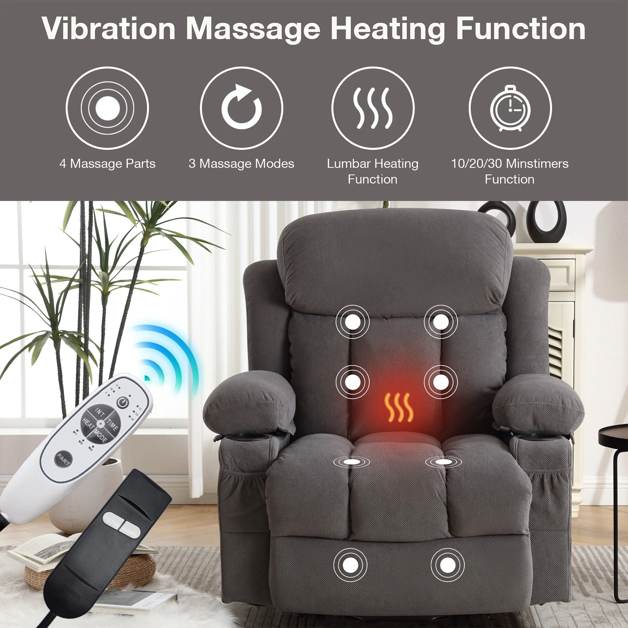 Power Lift Recliner Chair with Massage, Heat & USB��Electric Lift Sofa
