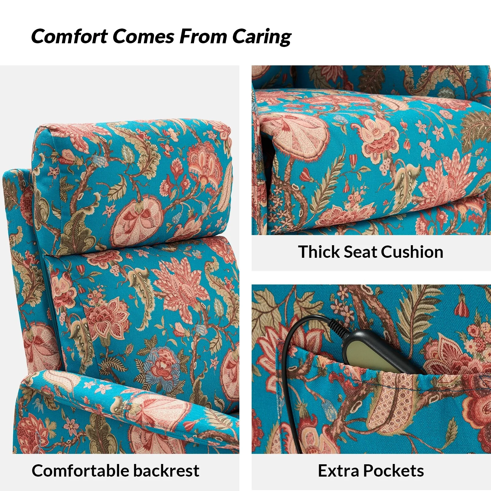 Elisa Power Remote Lift Assist Recliner with Metal Base