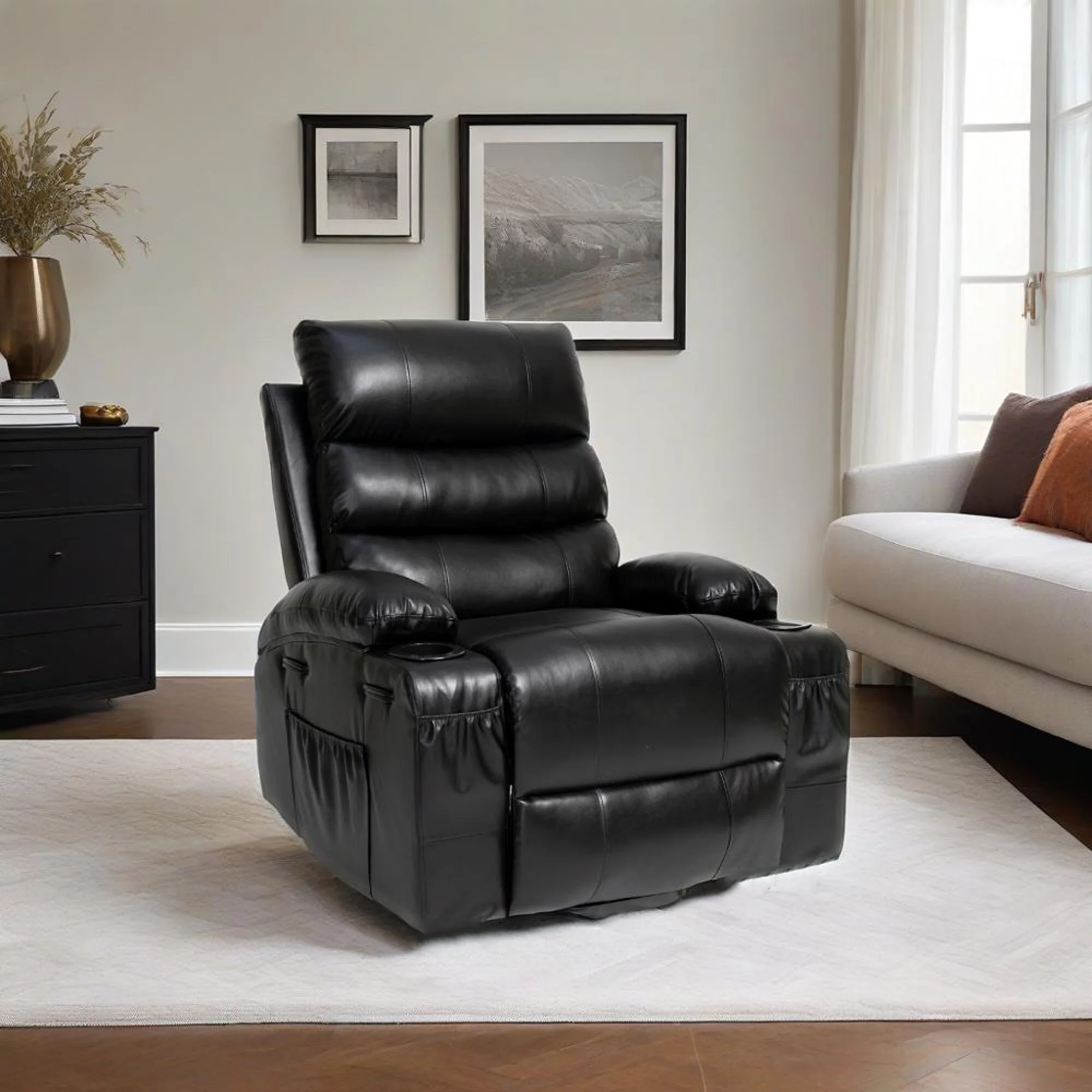 Large Size Electric Power Lift Recliner Chair Sofa with 8 Point Vibration Massage and Lumber Heat