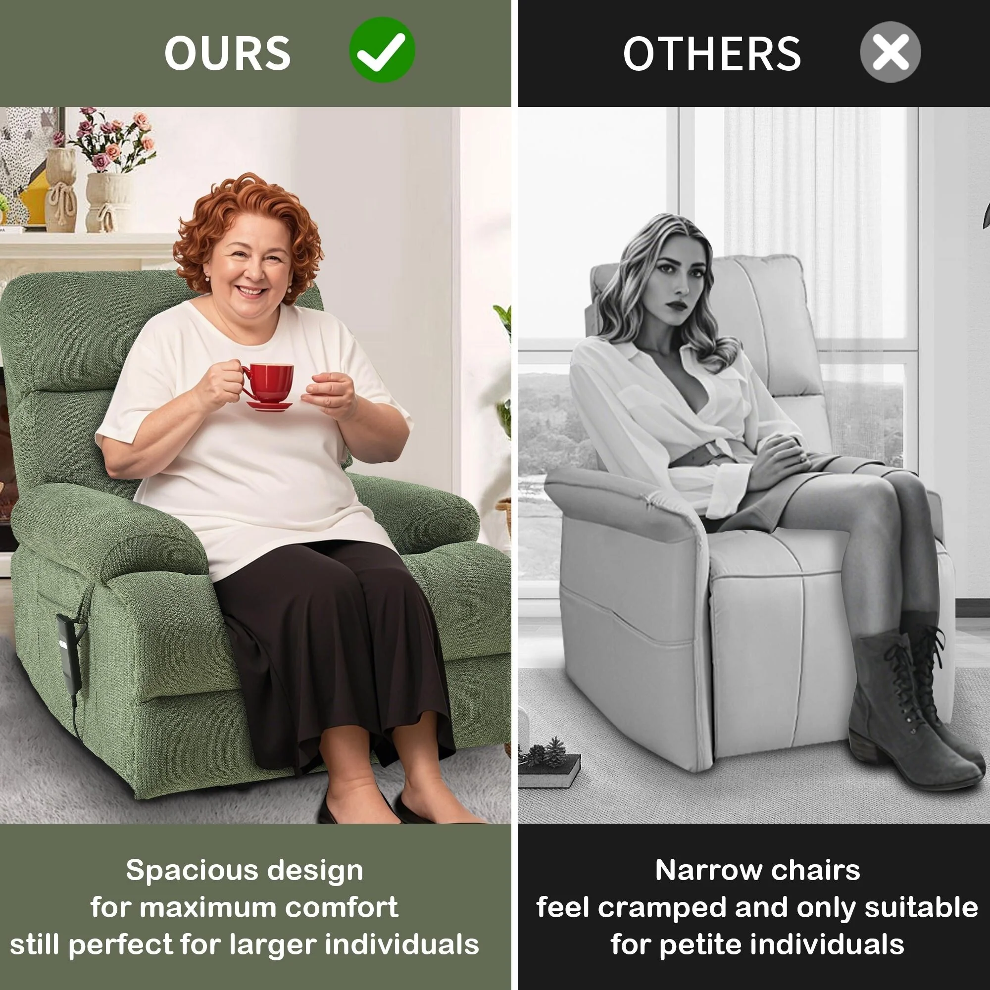 Flannel Power Lift Recliner with Side Pocket