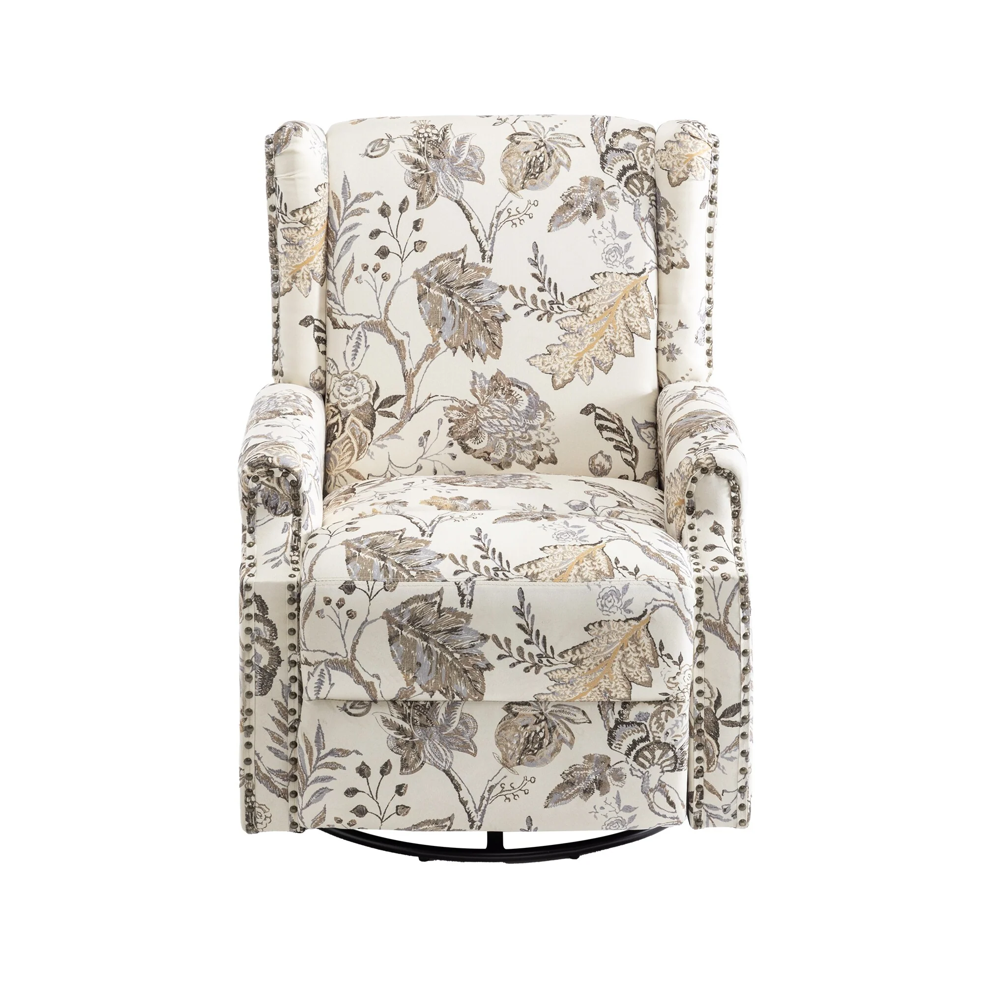 Linen Manual Swivel Base Recliner Chair with Footrest