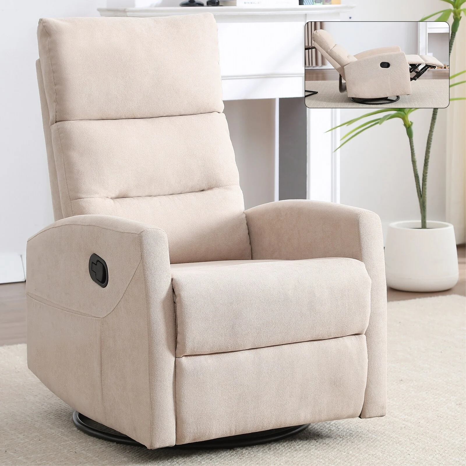 Swivel Rocking Recliner Chair with 155�� Recline & Tool?Free Setup