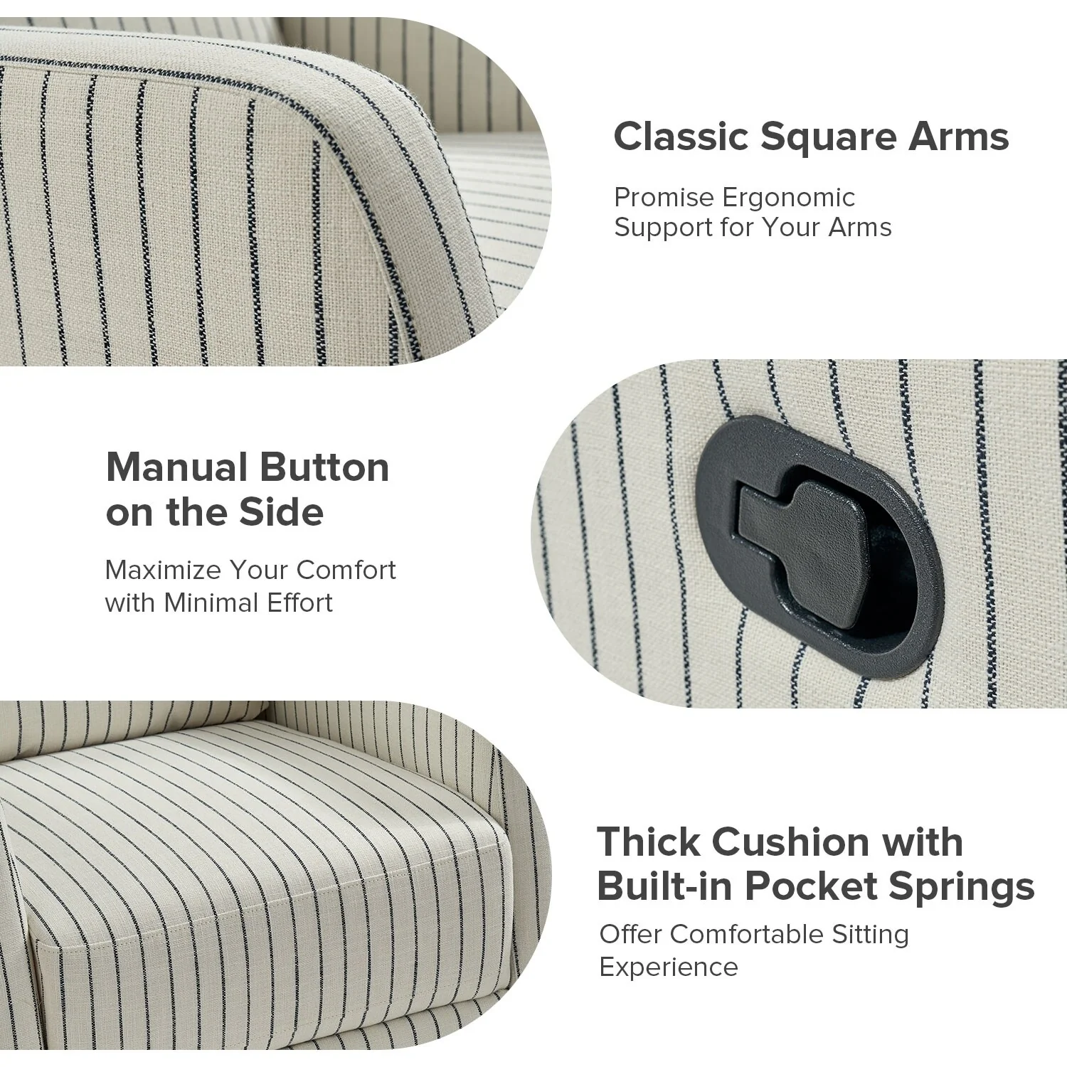 Diana Modern Polyester 360-degree Swivel Rocker Recliner by HULALA HOME