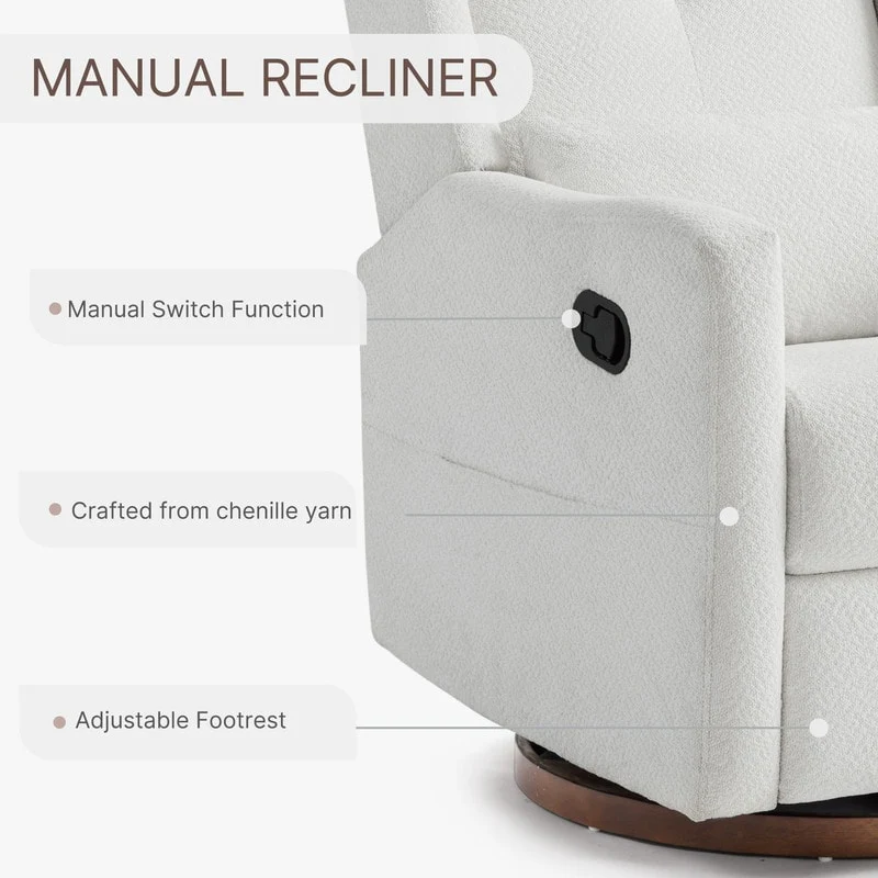 Lincoln Manual Swivel Glider Recliner with Lumbar Pillow